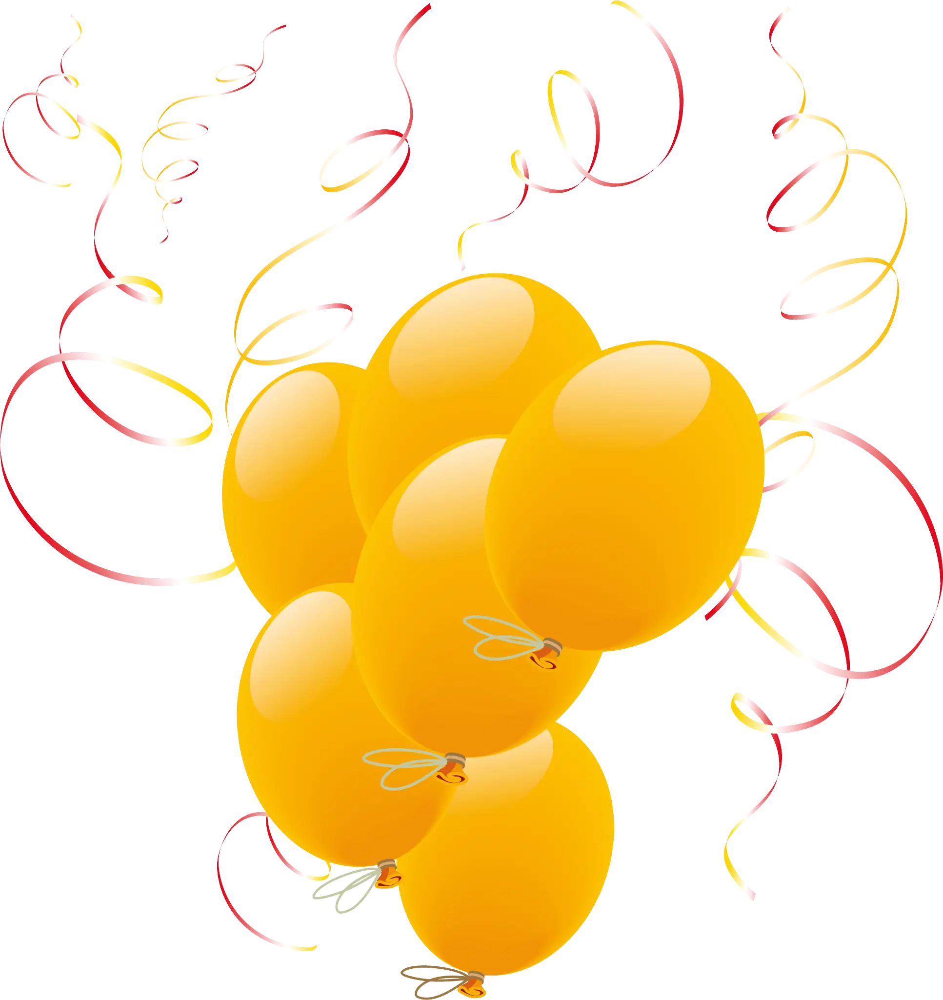 Yellow Balloons with Ribbons