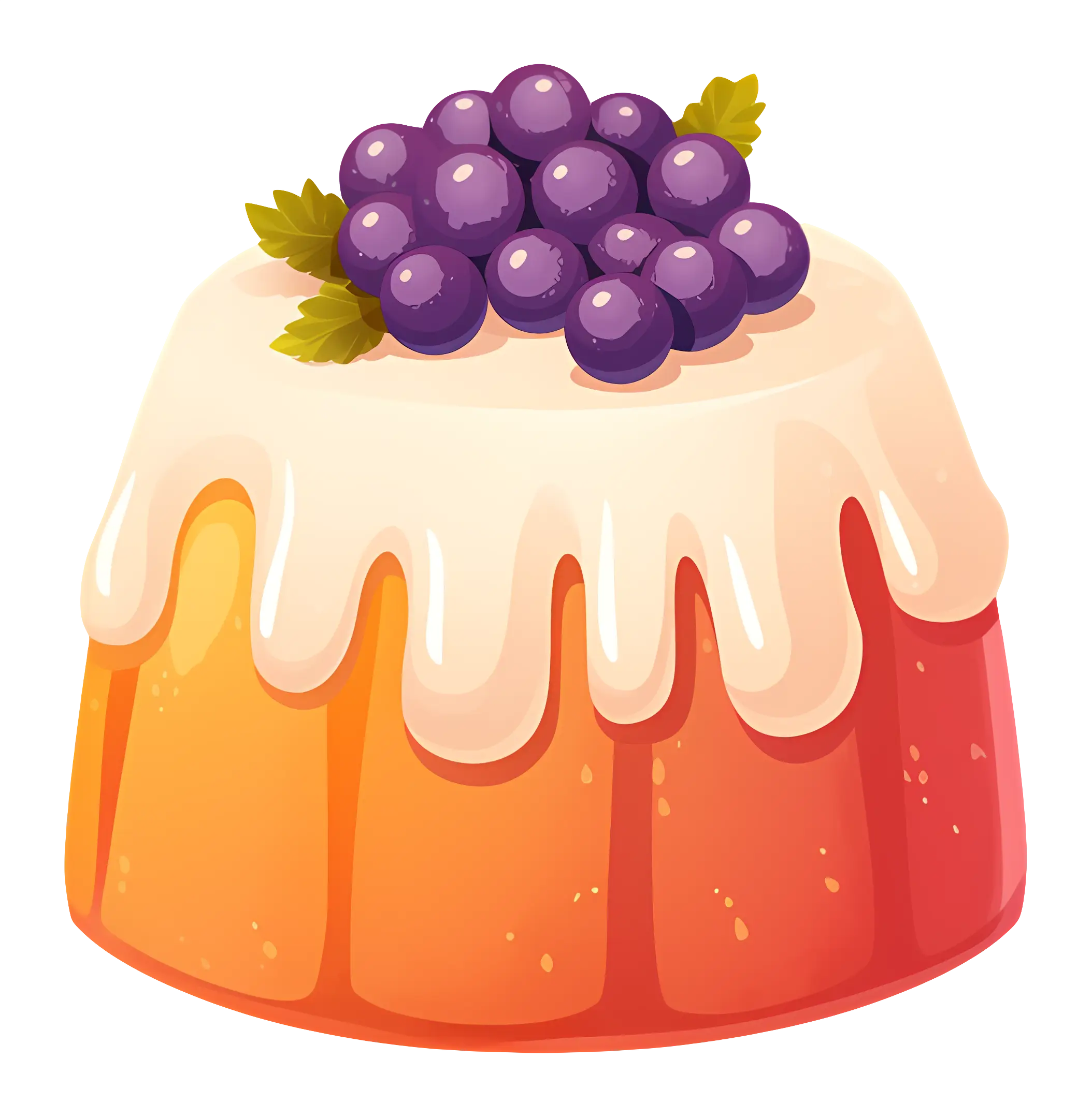 Grape Topped Pudding with Cream Icing