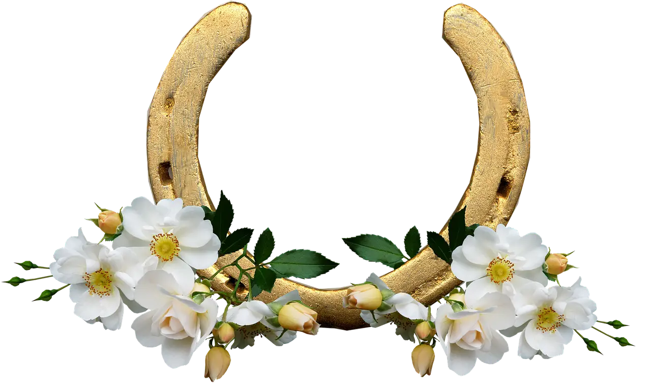 Golden Horseshoe with Flowers