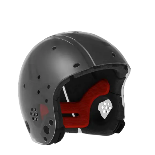 Black Safety Helmet with Red Interior Details