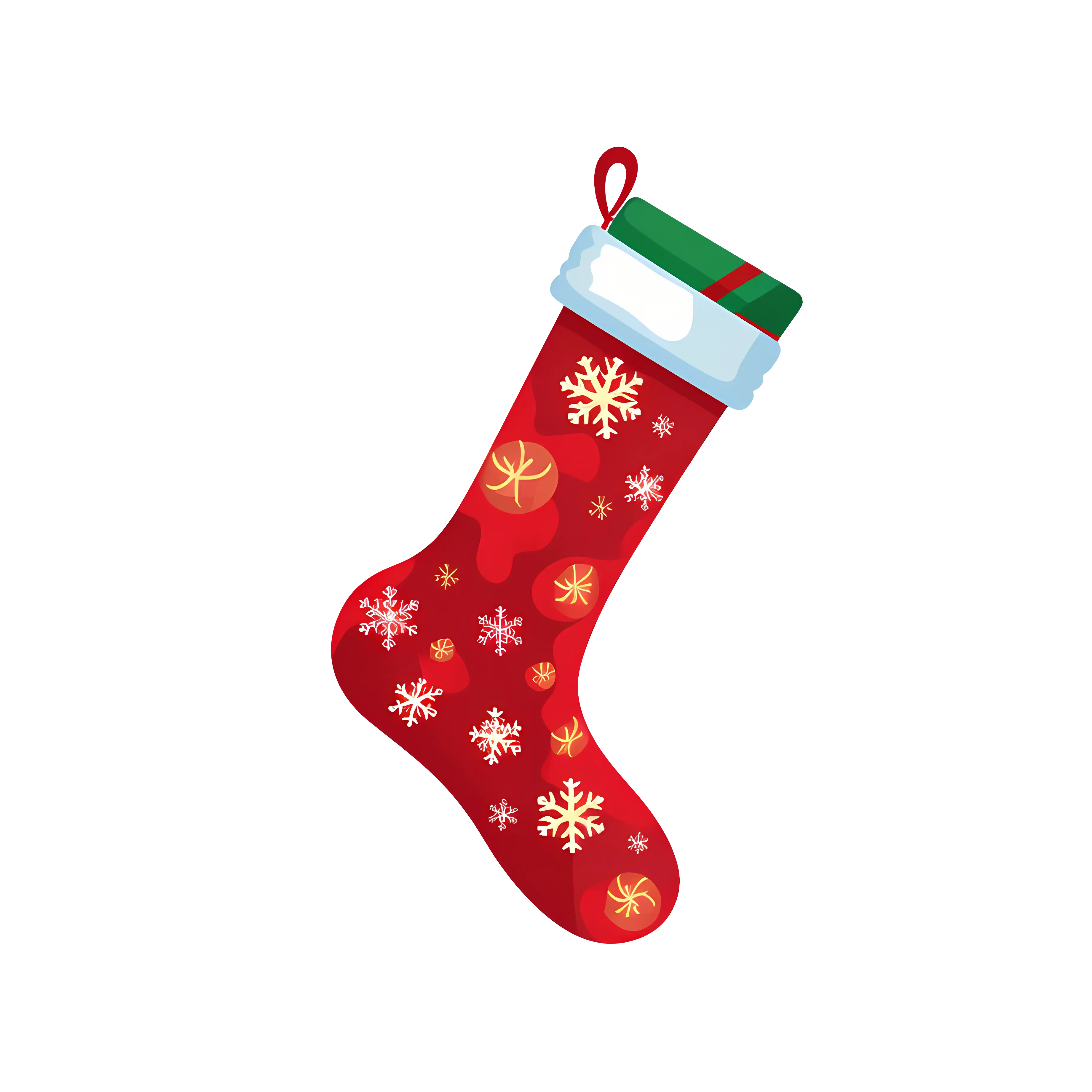 Red Christmas Stocking with Snowflake Pattern