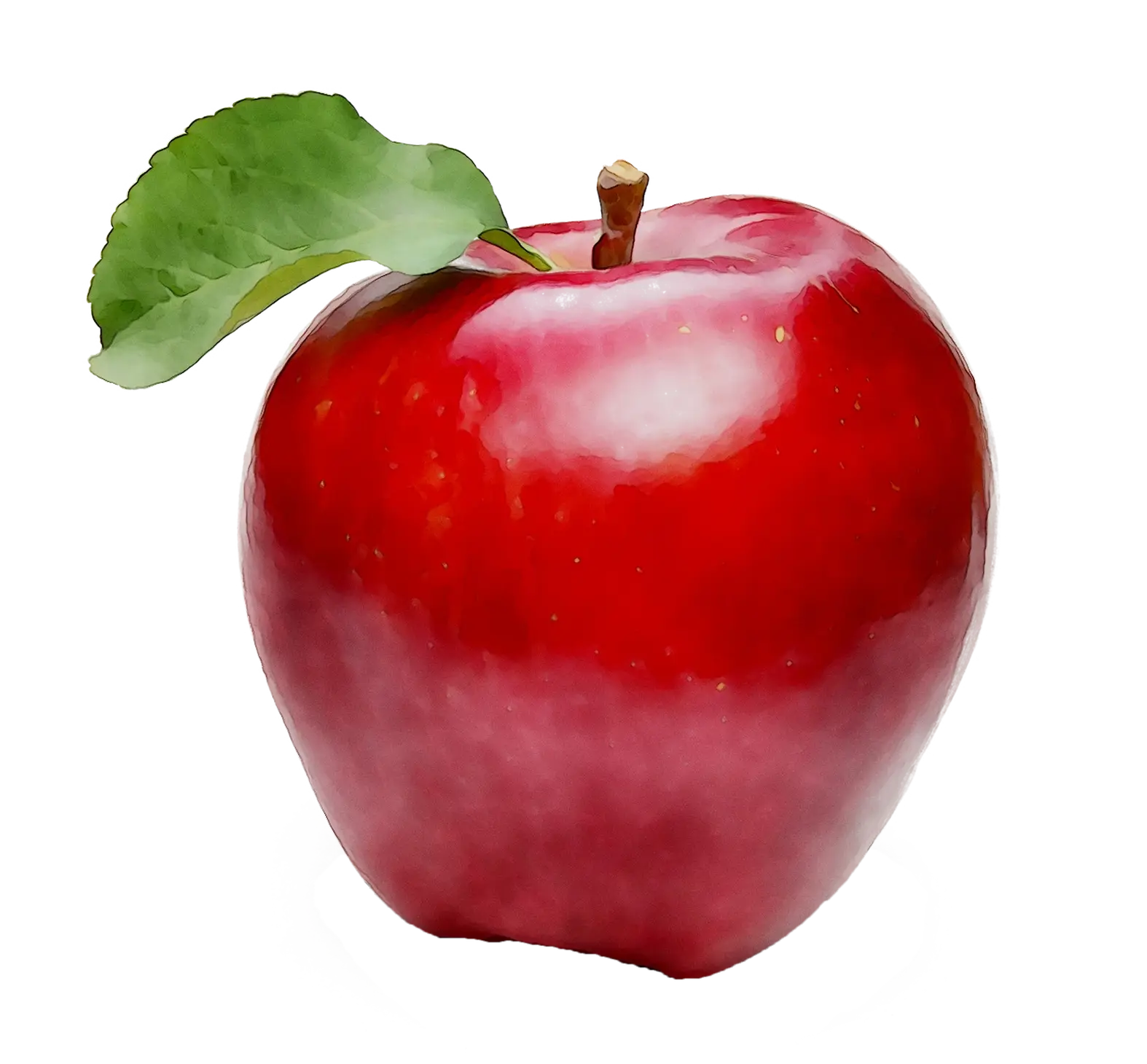Fresh Red Apple with Leaf