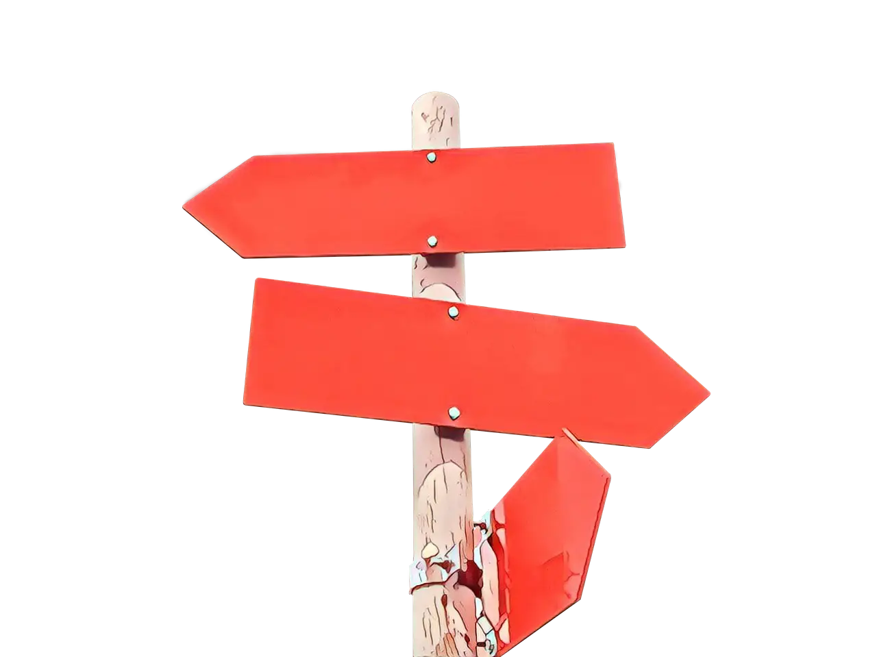 Red Directional Signpost with Arrows
