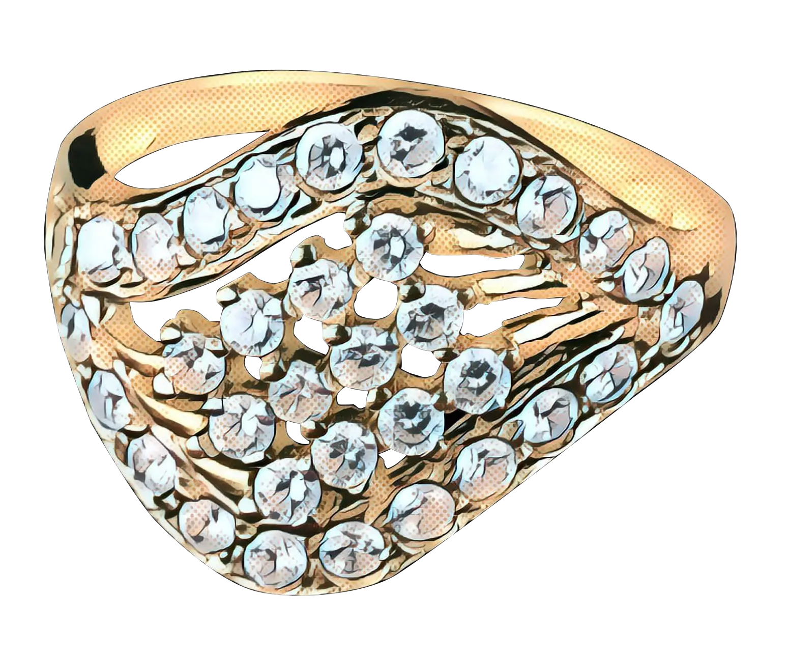 Gold Ring with Shiny Gems