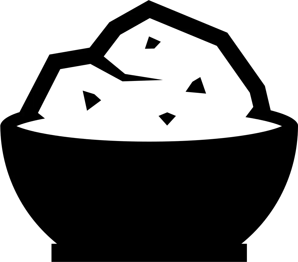 Black and White Icon of Rice Bowl
