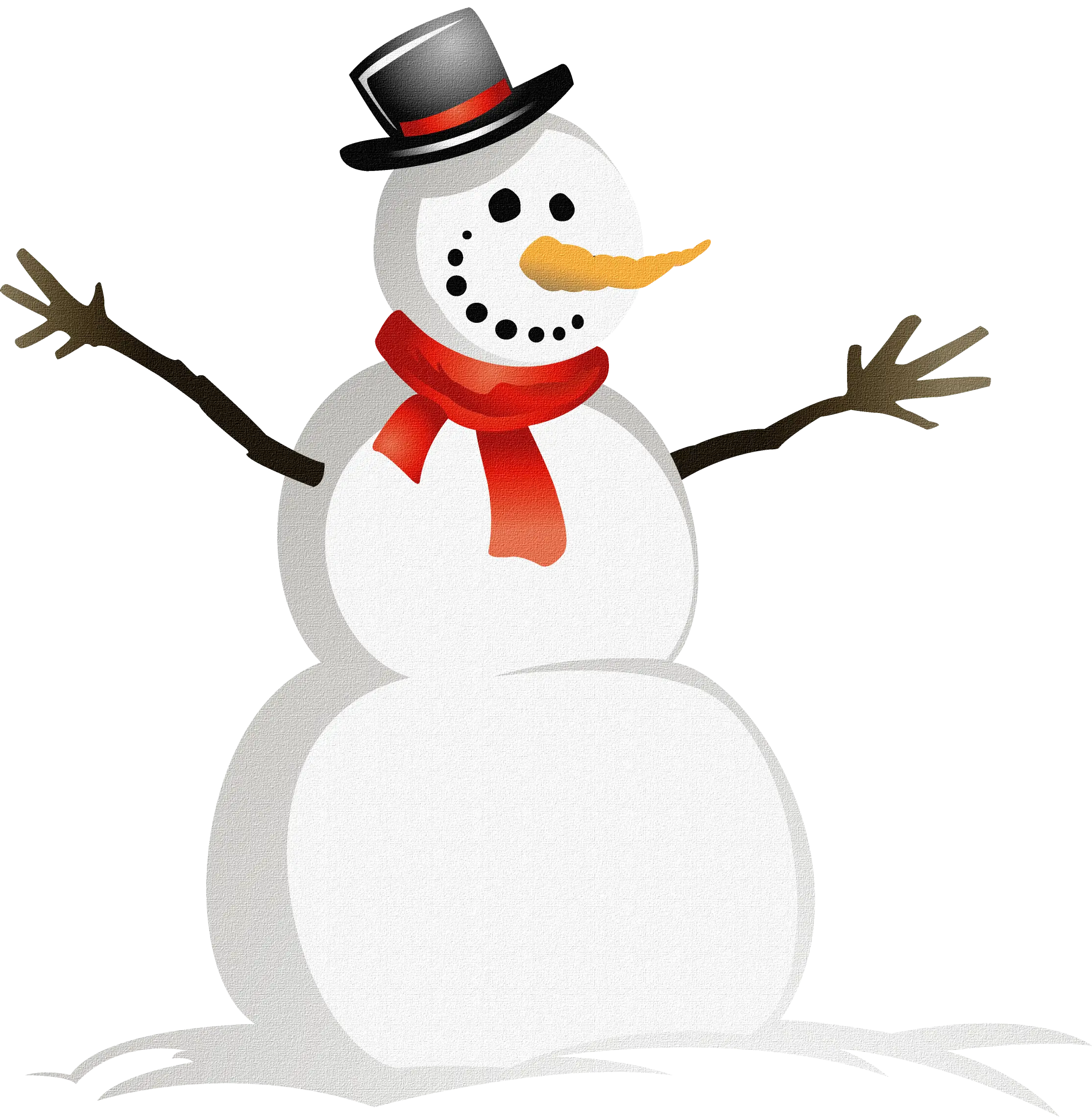 Snowman with Top Hat and Red Scarf