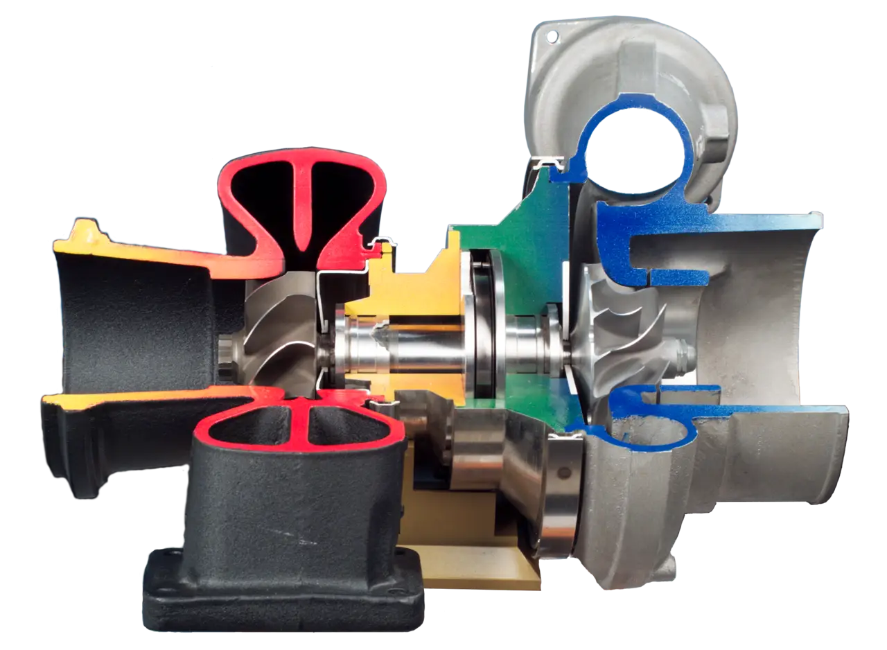 Cross-Section View of a Car Turbocharger