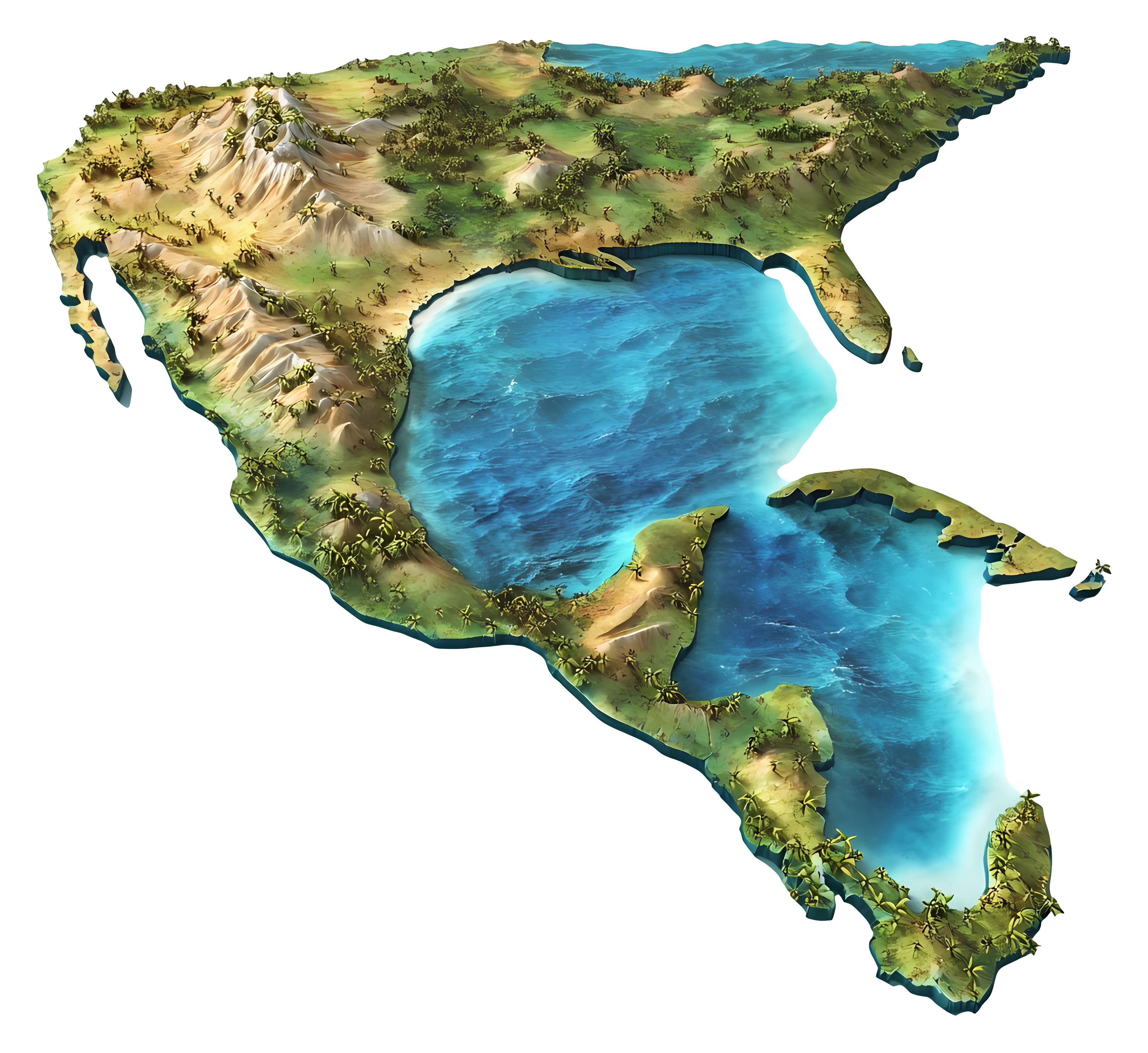Fantasy Map with Lakes and Mountains