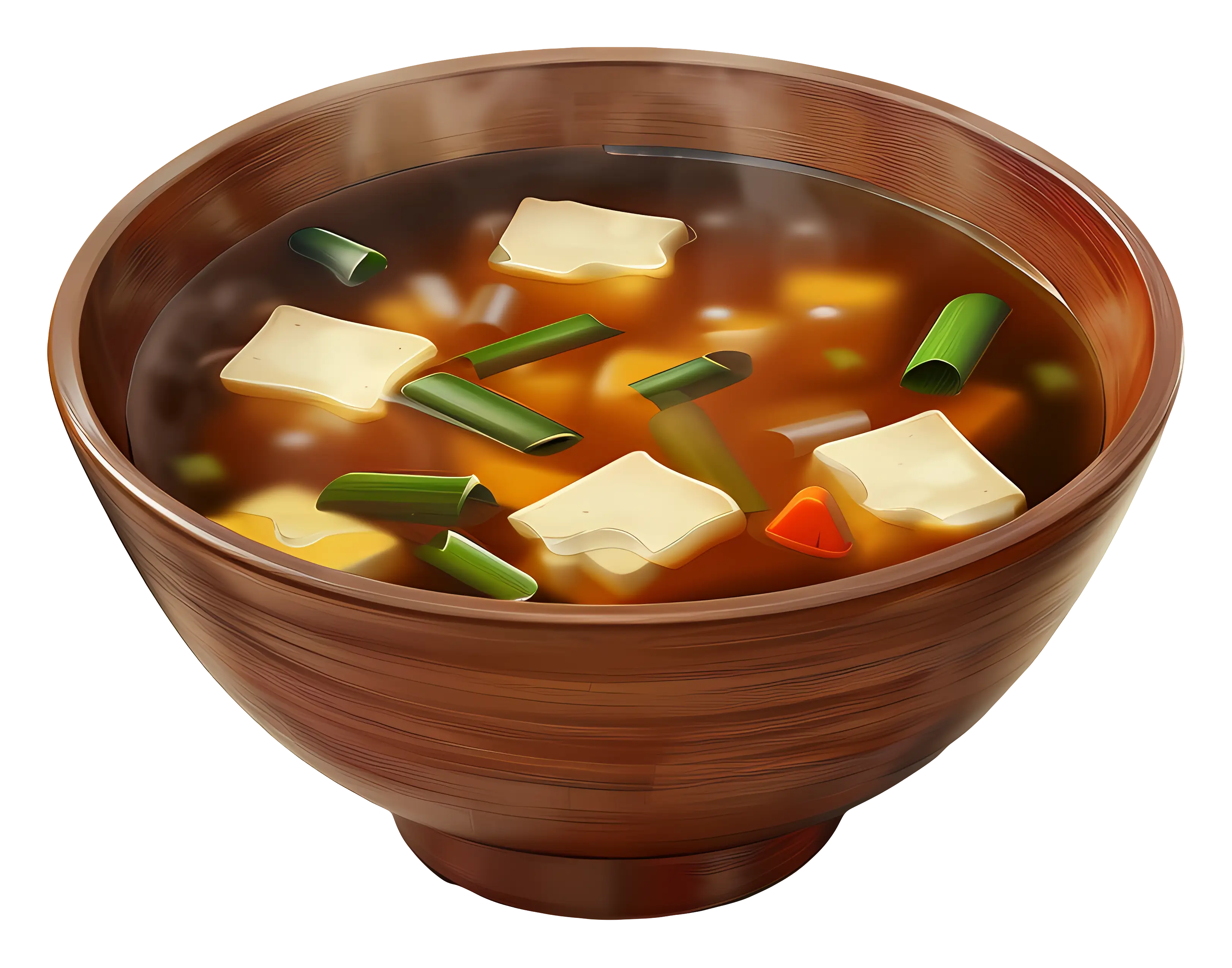 Traditional Miso Soup in Wooden Bowl