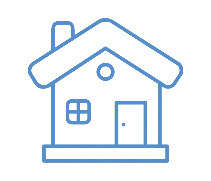 Simple Blue Line Drawing of a House