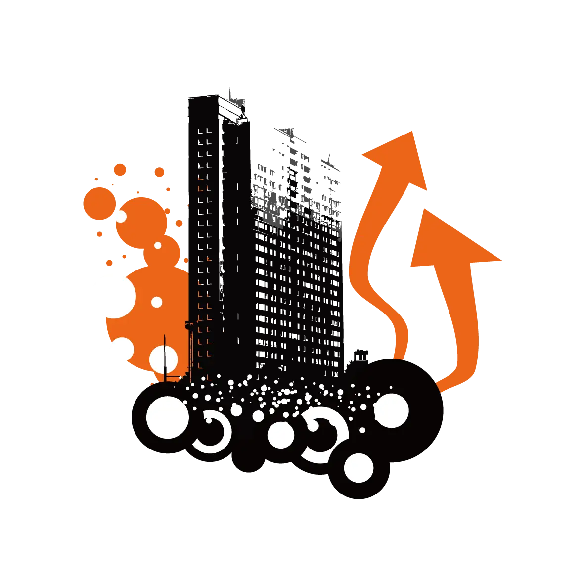 Abstract Cityscape with Arrows