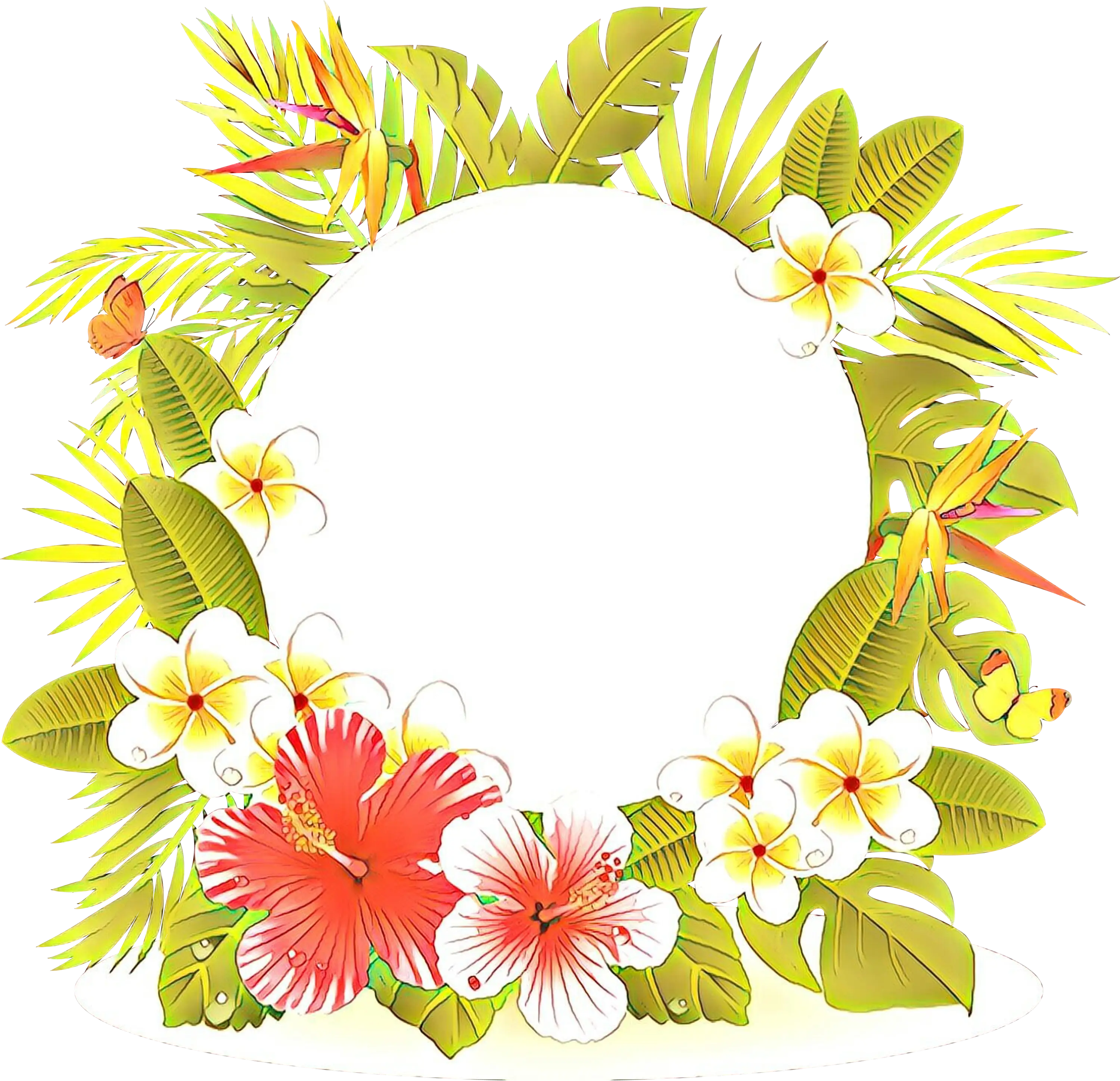 Floral Border with Tropical Flowers