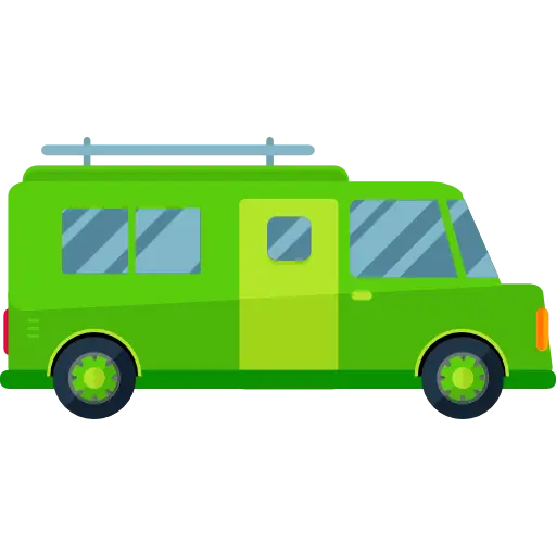 Green Van Cartoon Illustration