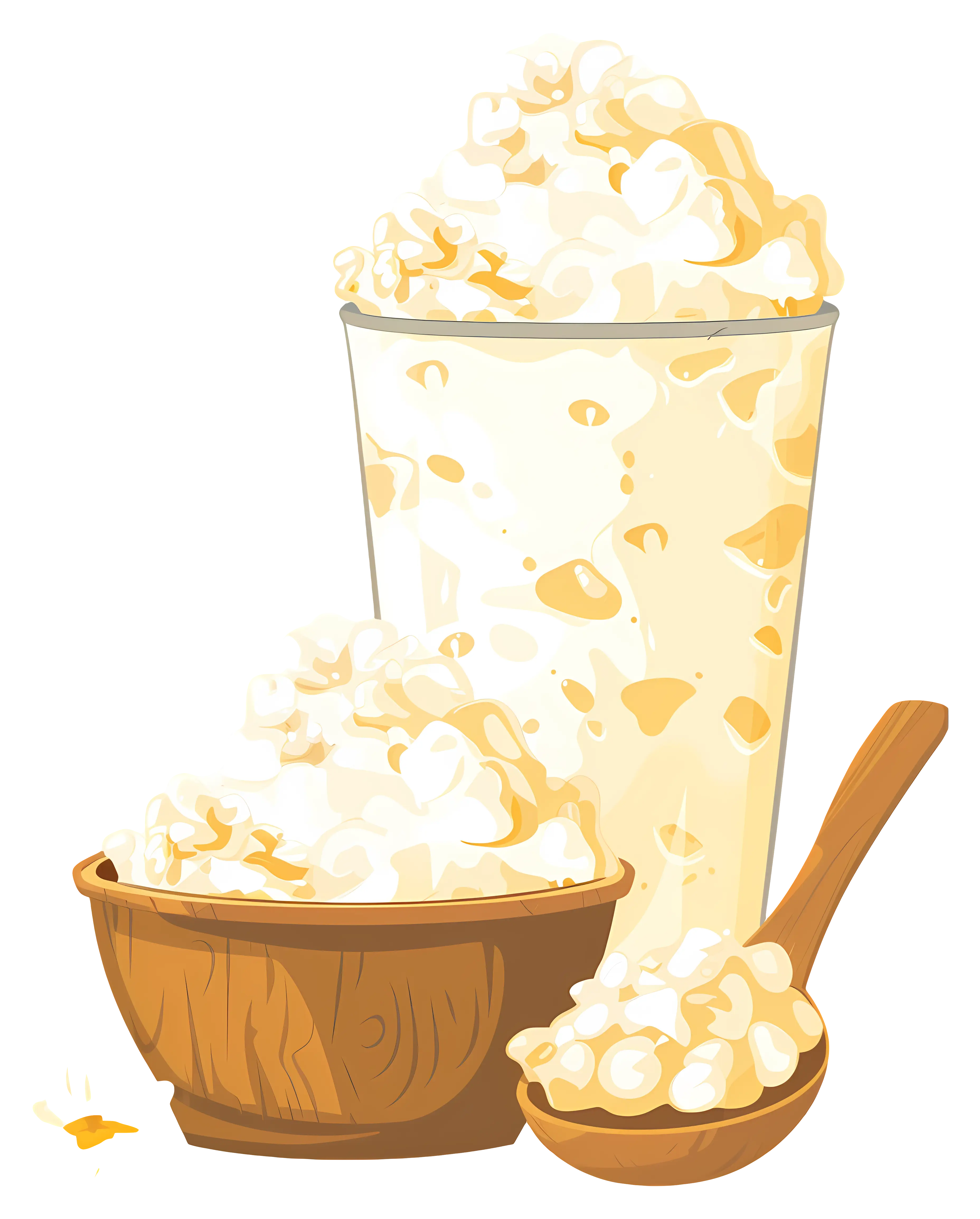 Popcorn in Bowl and Glass