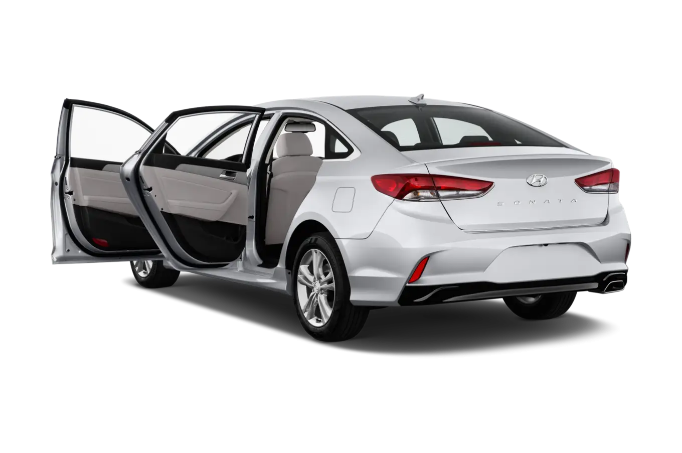 Silver Car with Open Doors