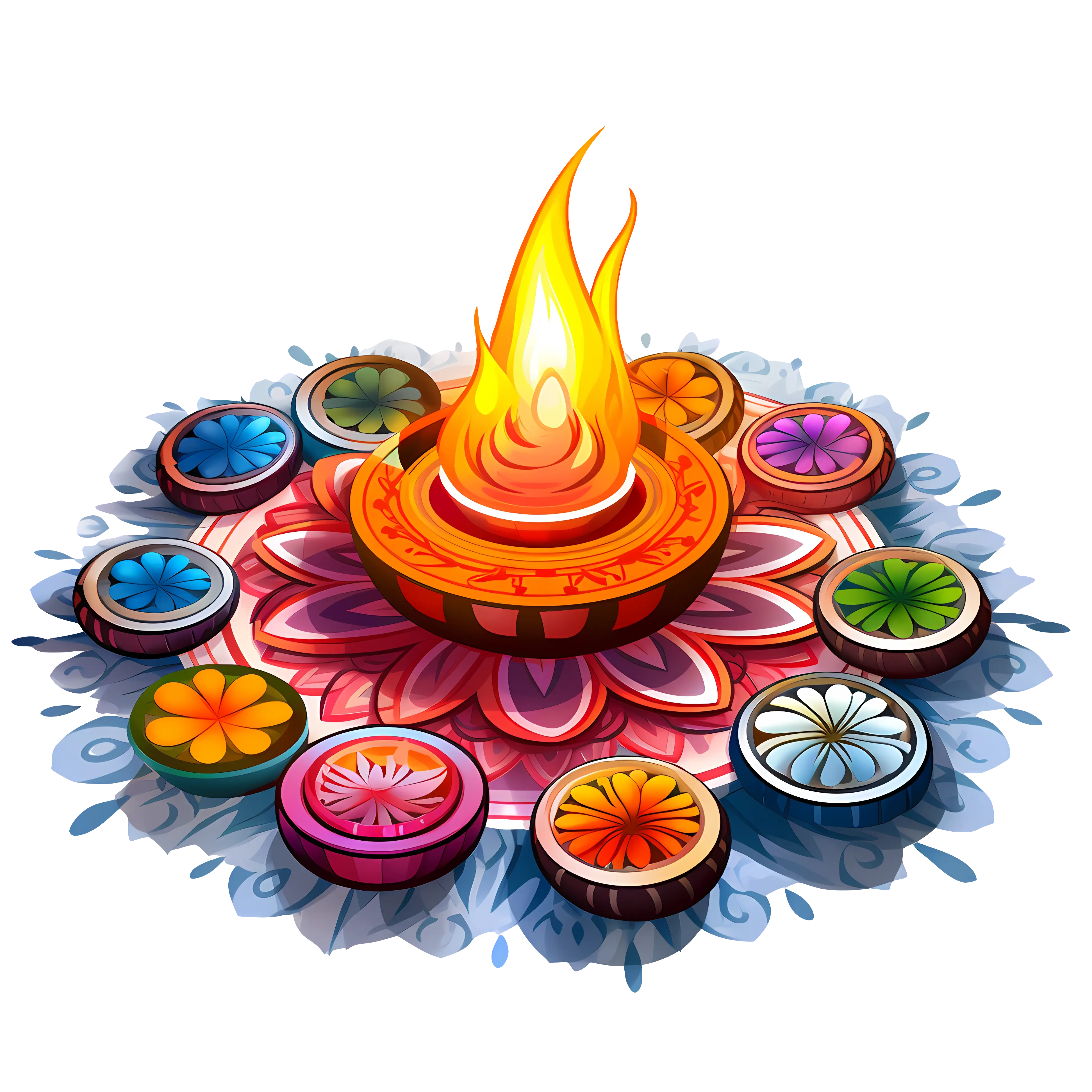 Diya Lamp with Rangoli