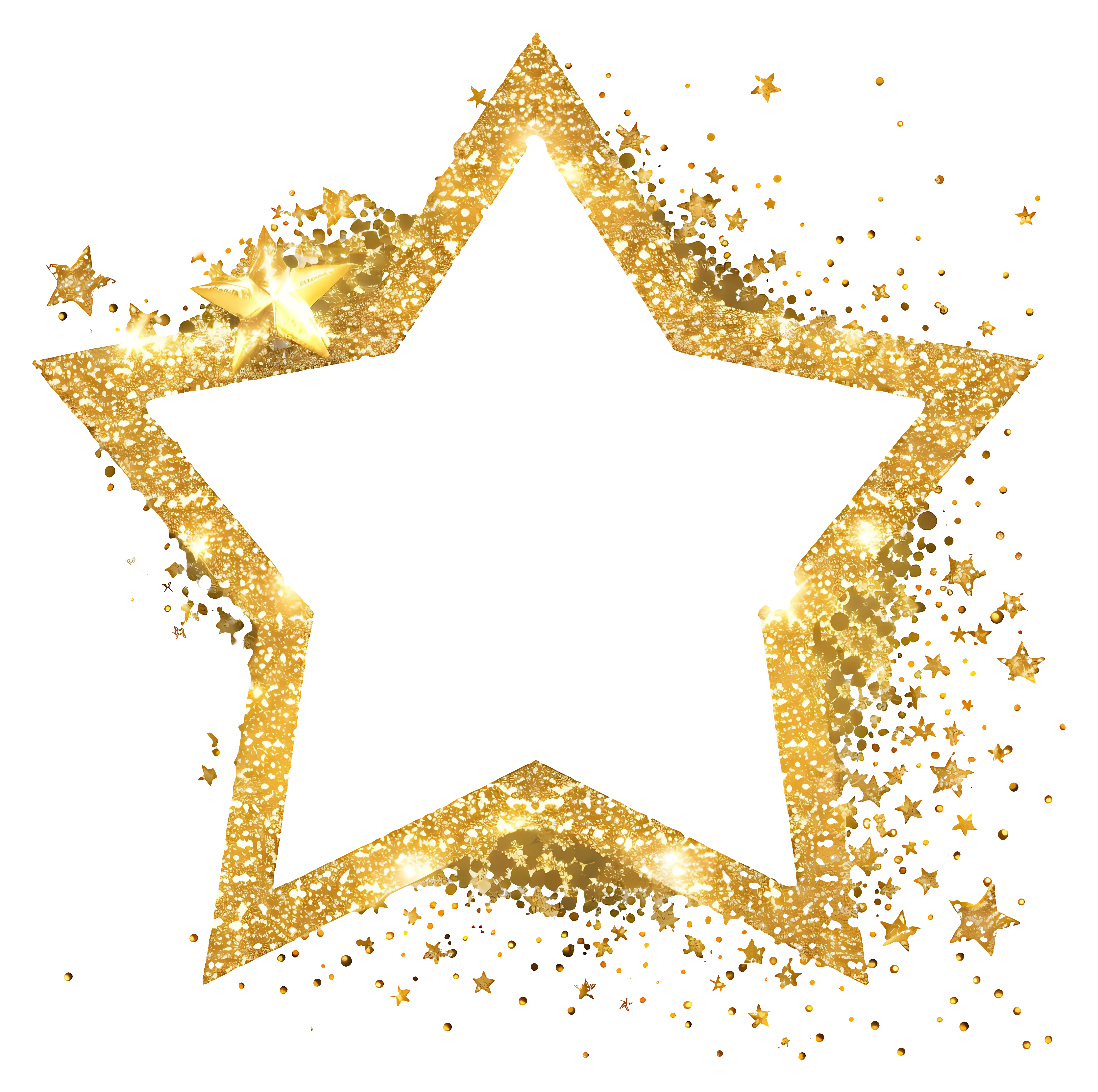 Golden Glitter Star Frame for Decoration