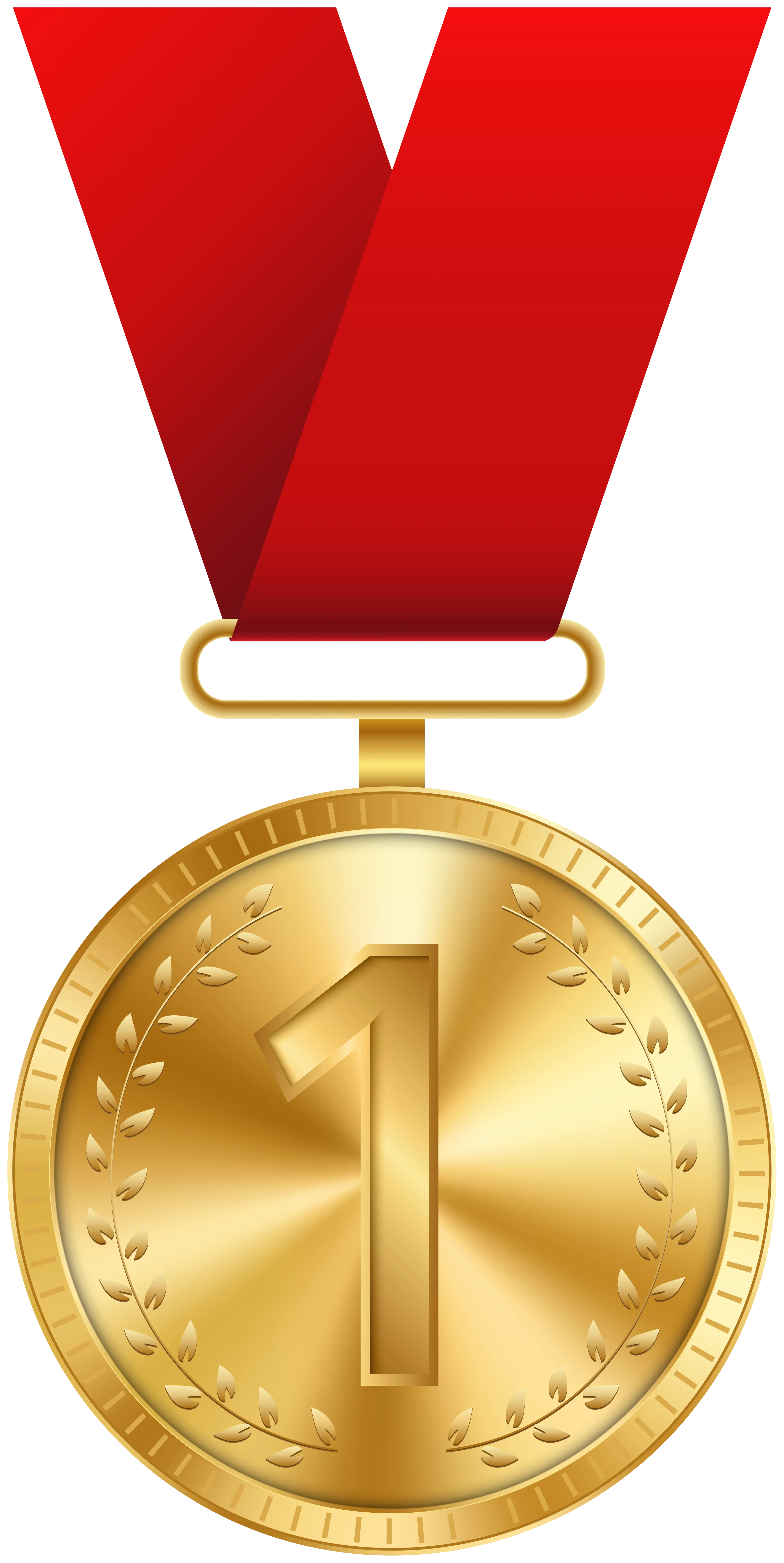 Gold Medal with Red Ribbon for First Place