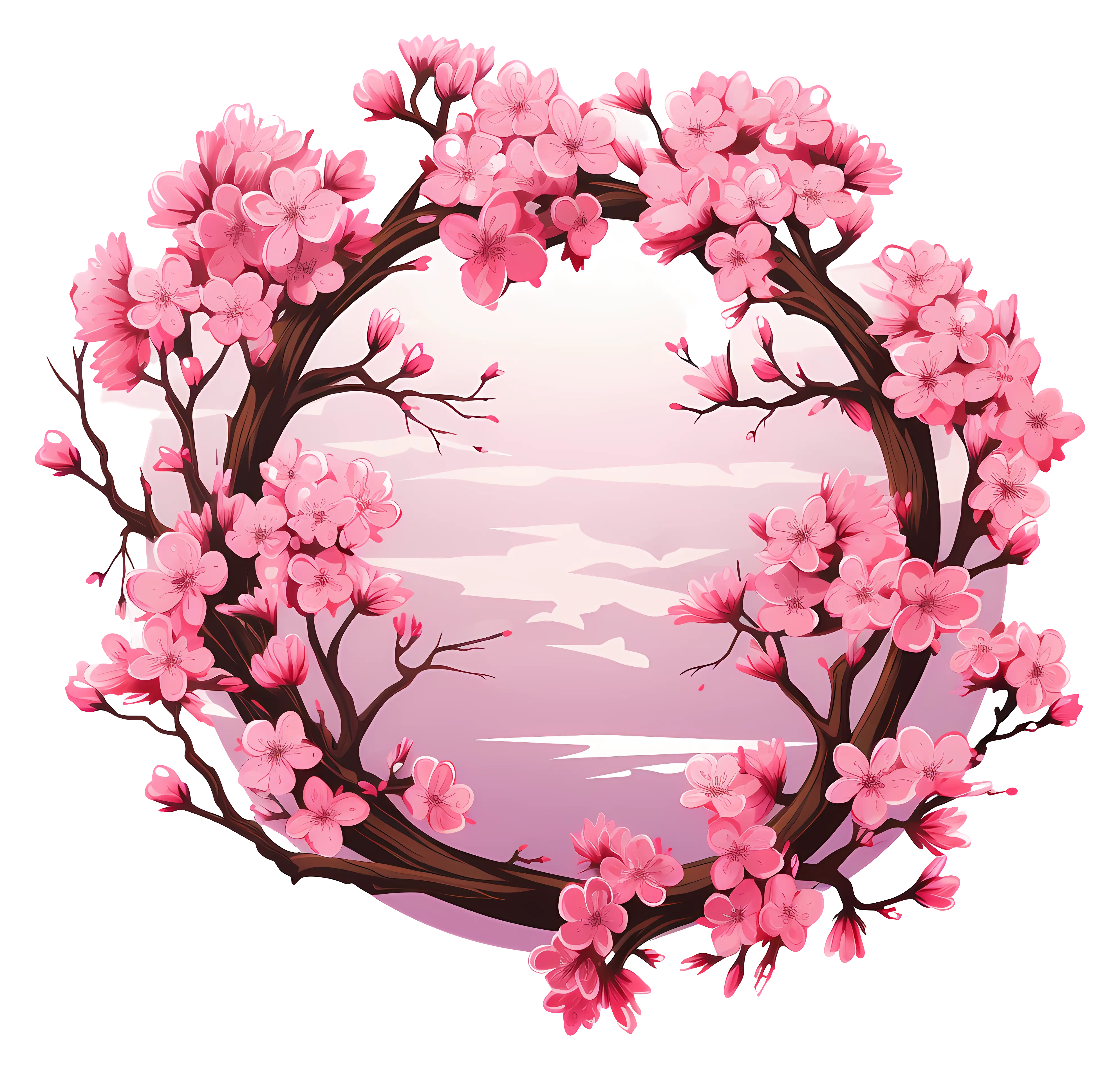 Cherry Blossom Wreath with Pink Flowers