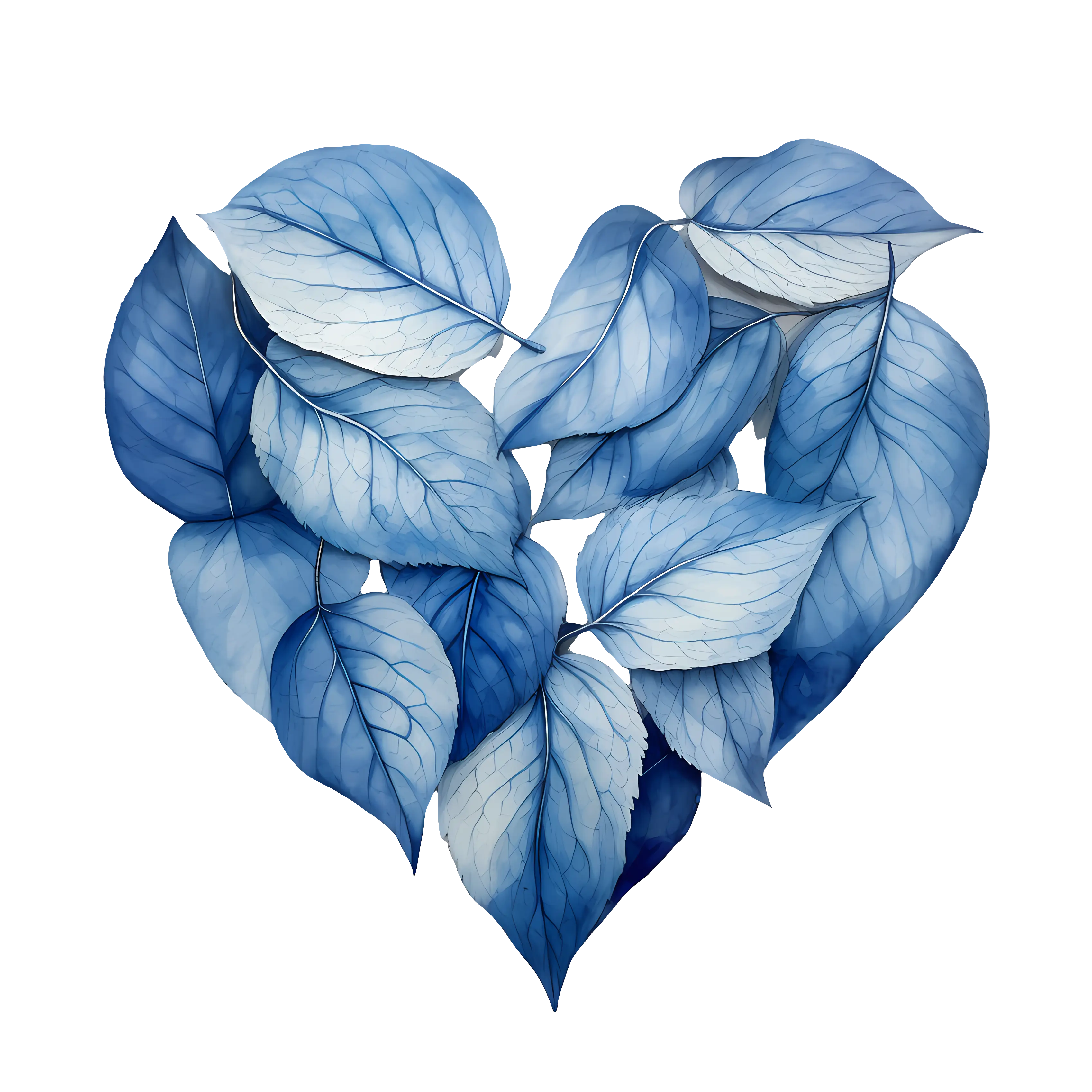 Heart-Shaped Blue Leaves Design
