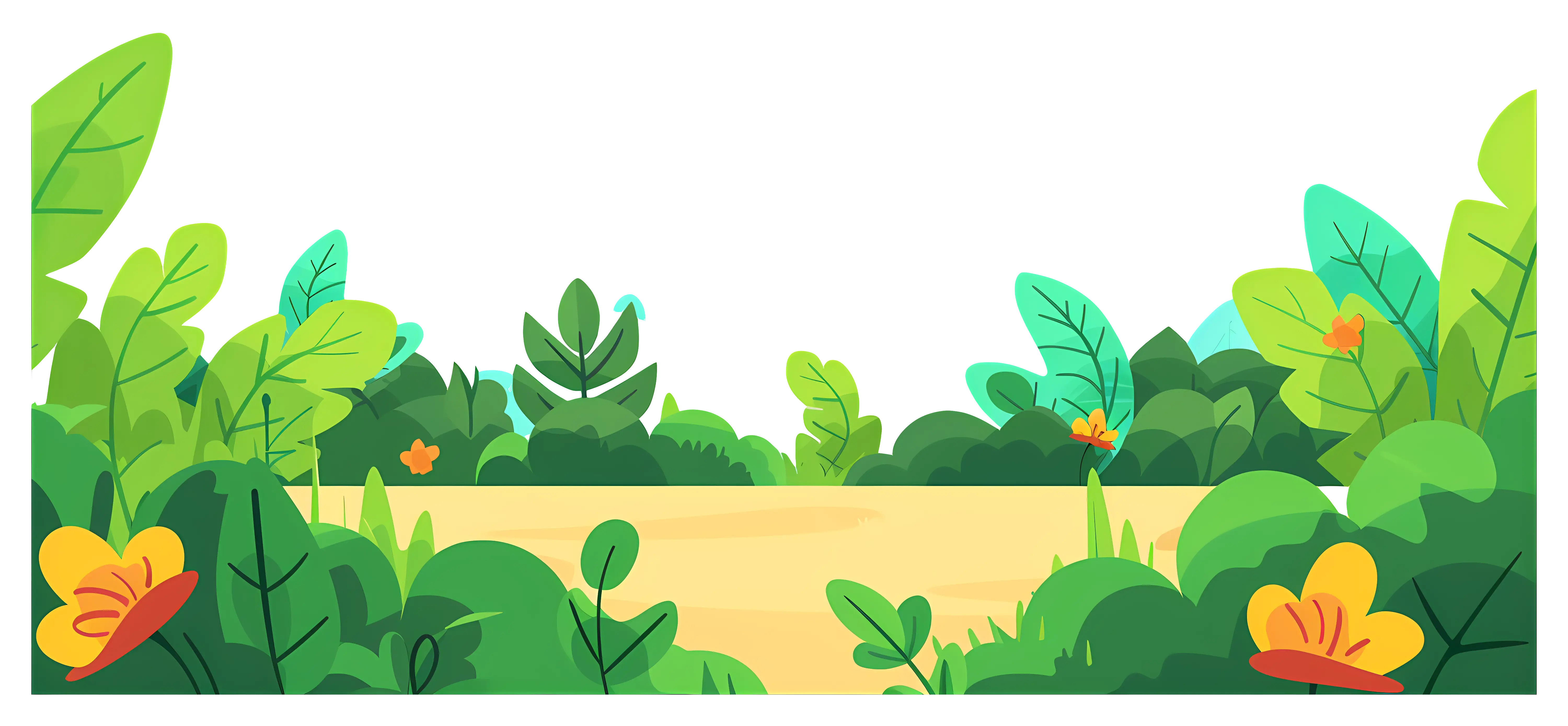 Green Garden with Flowers Background