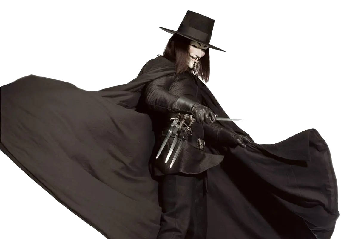 Masked Figure in Black Cape