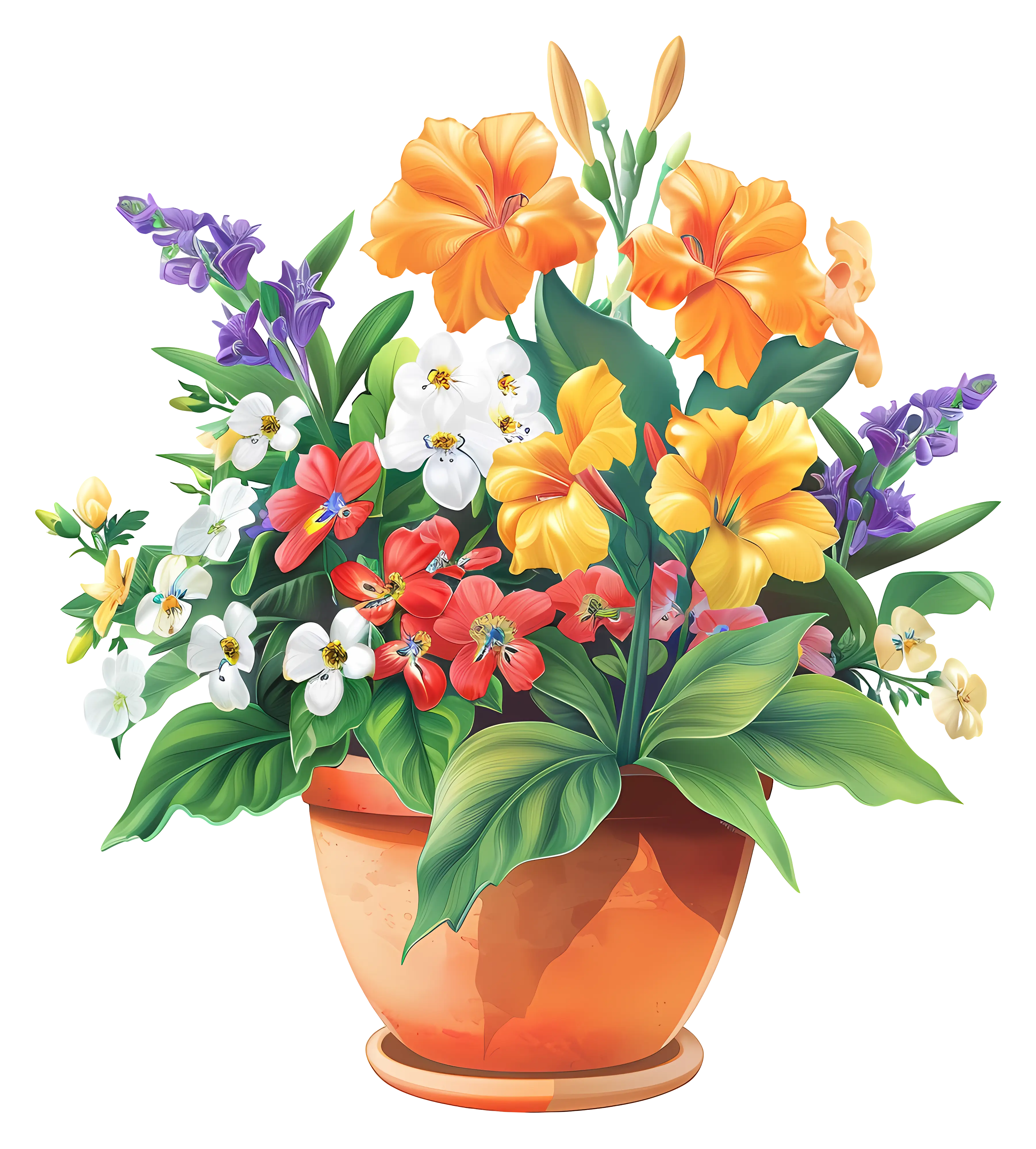 Vibrant Flower Pot Illustration
