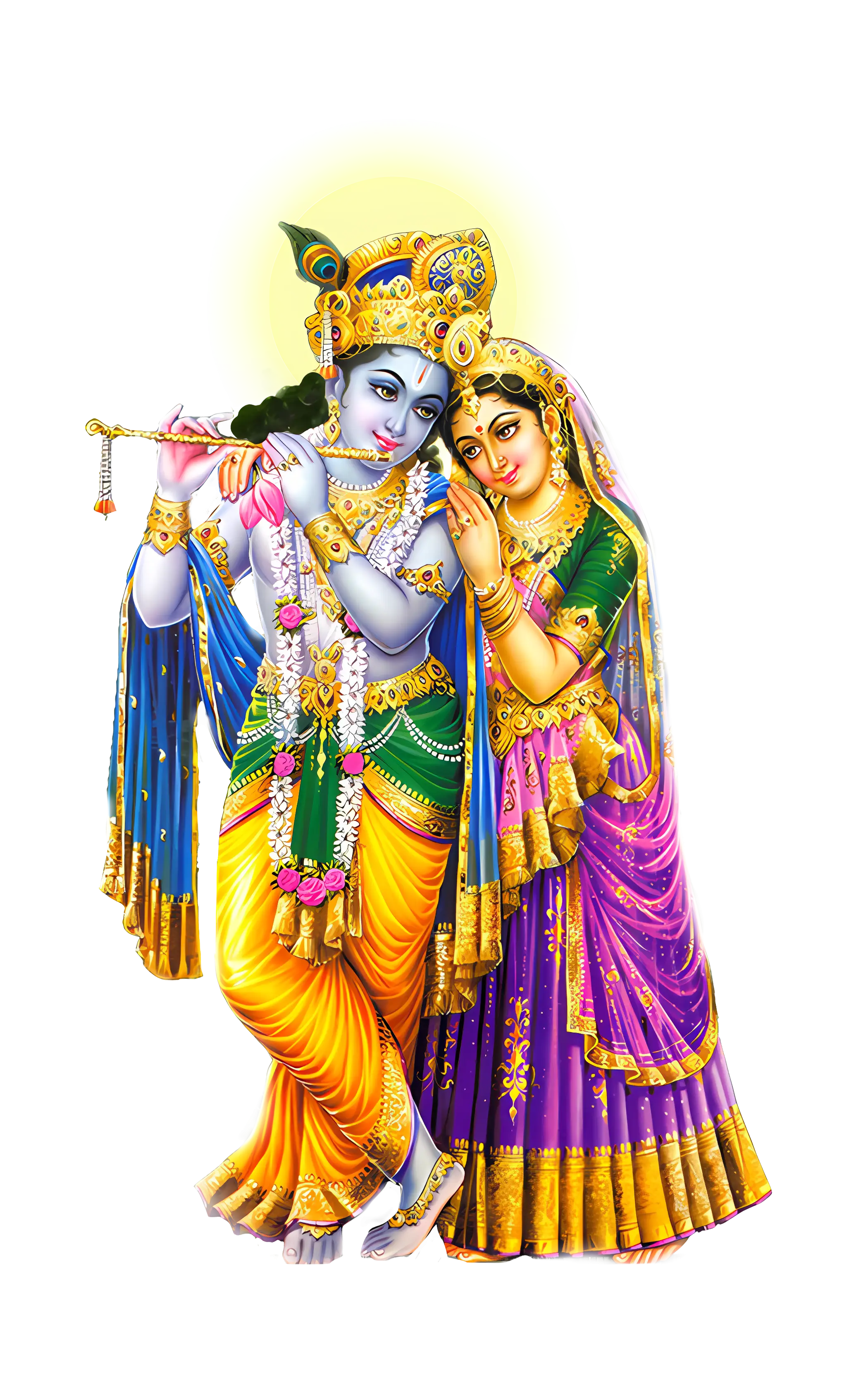 Beautiful Illustration of Radha Krishna Playing Flute