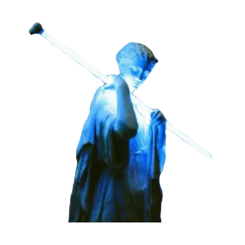 Blue Statue with Staff