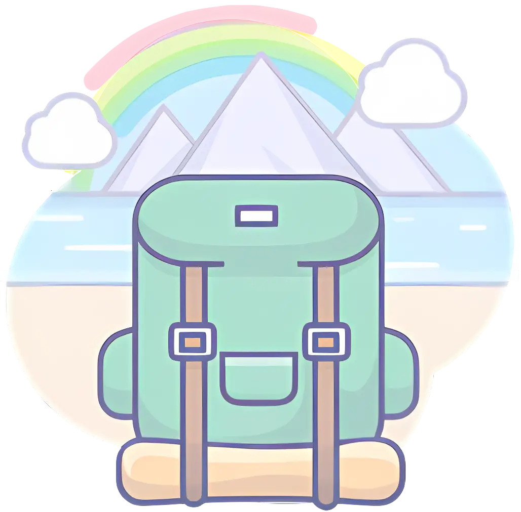 Backpack with Mountain and Rainbow