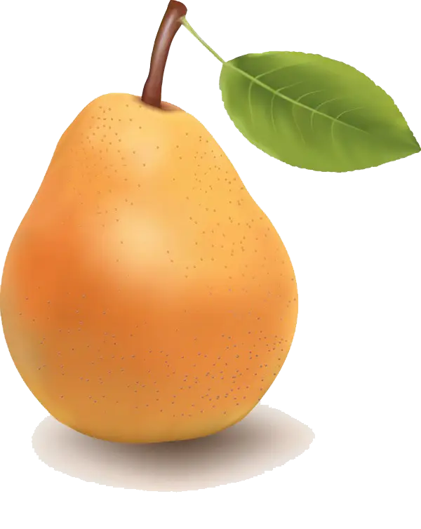Yellow Pear with Green Leaf Illustration