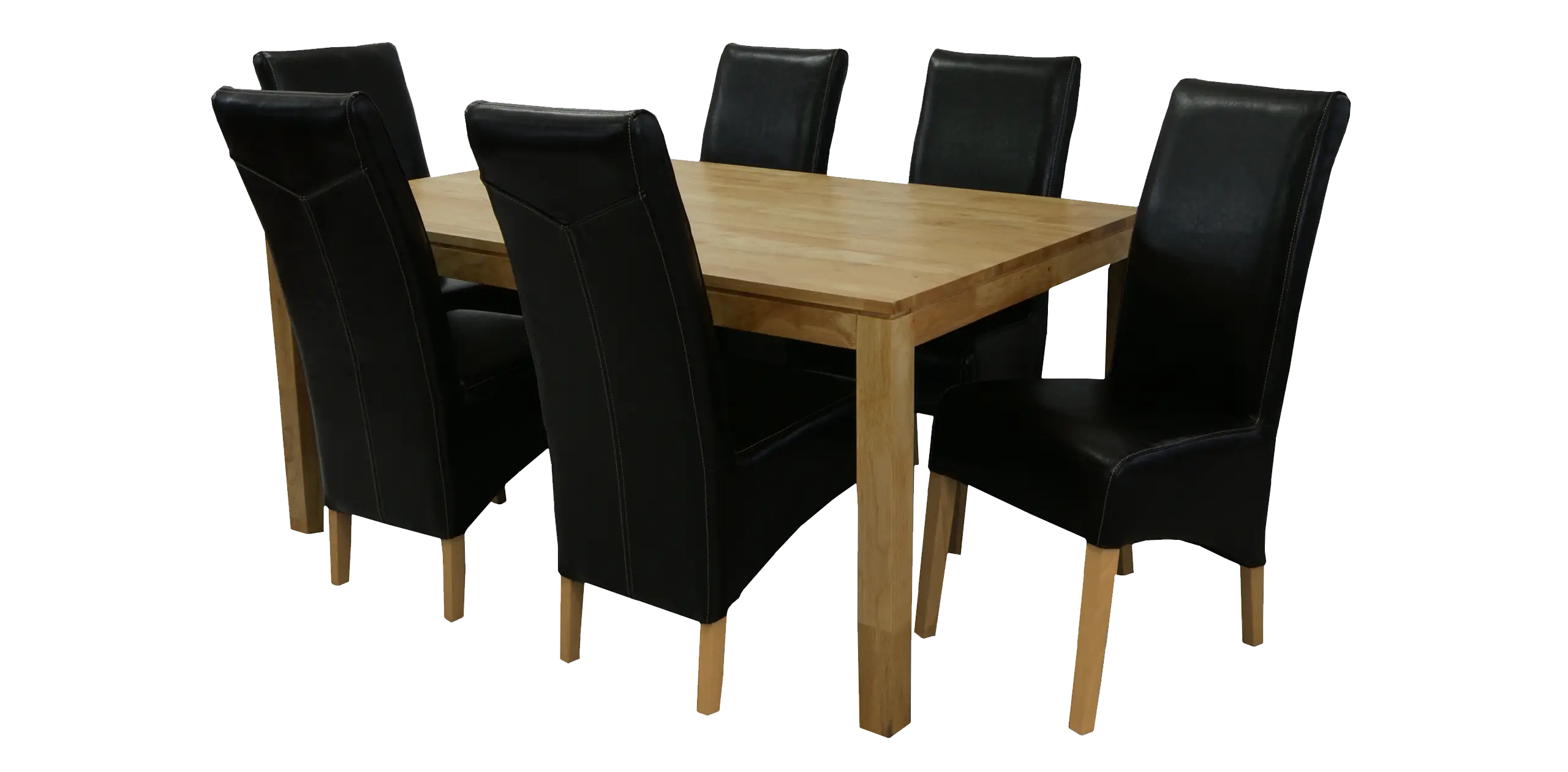Wooden Dining Table with Black Chairs