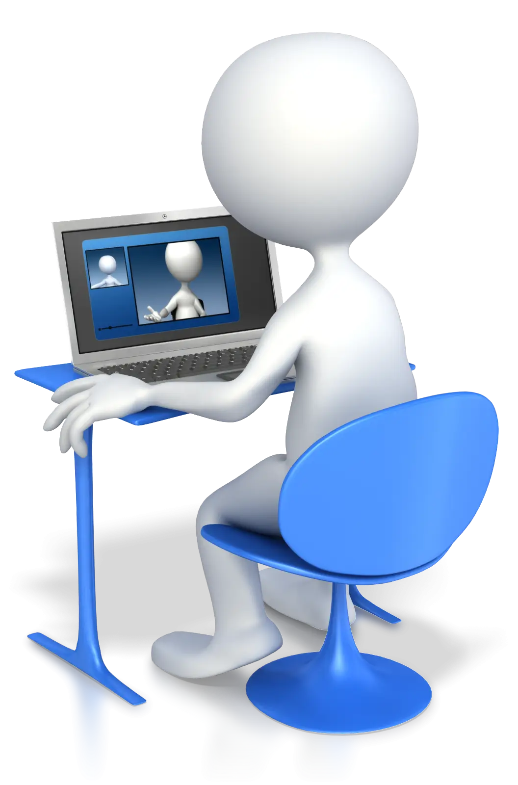 3D Character Working on Laptop