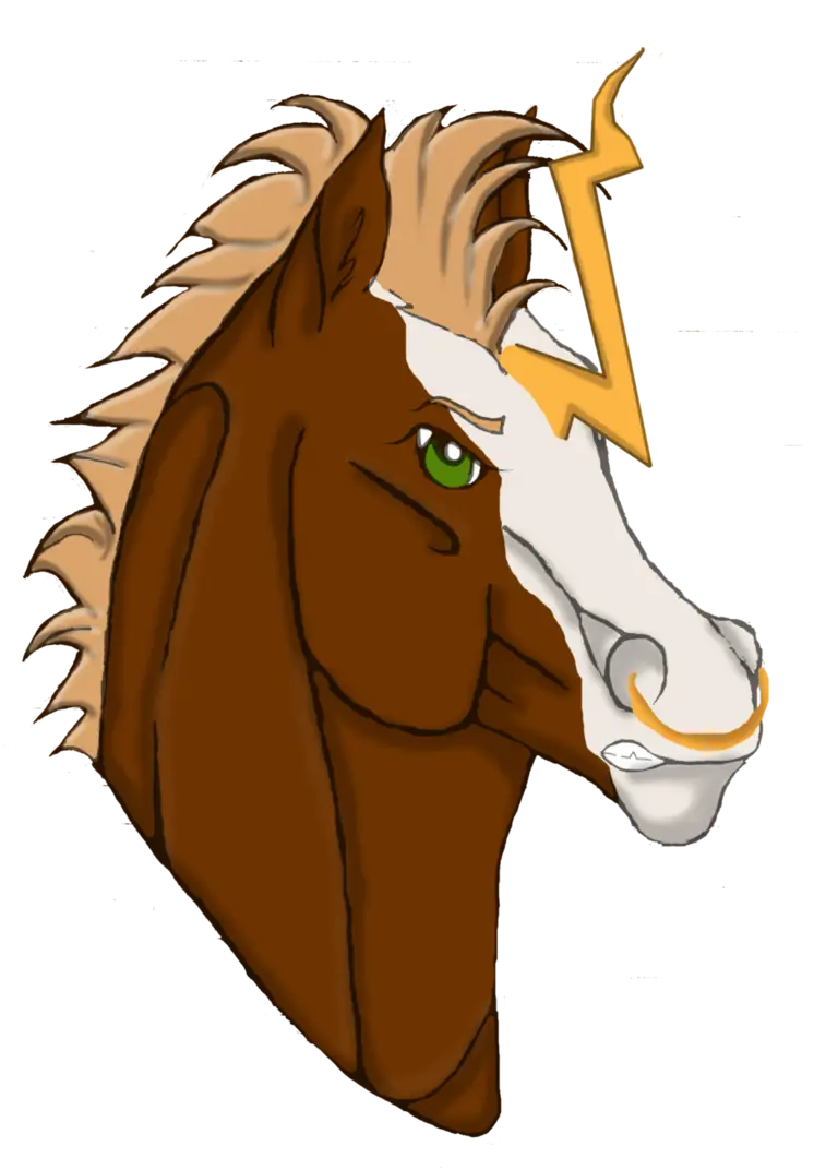 Stylized Horse Illustration with Lightning Accents