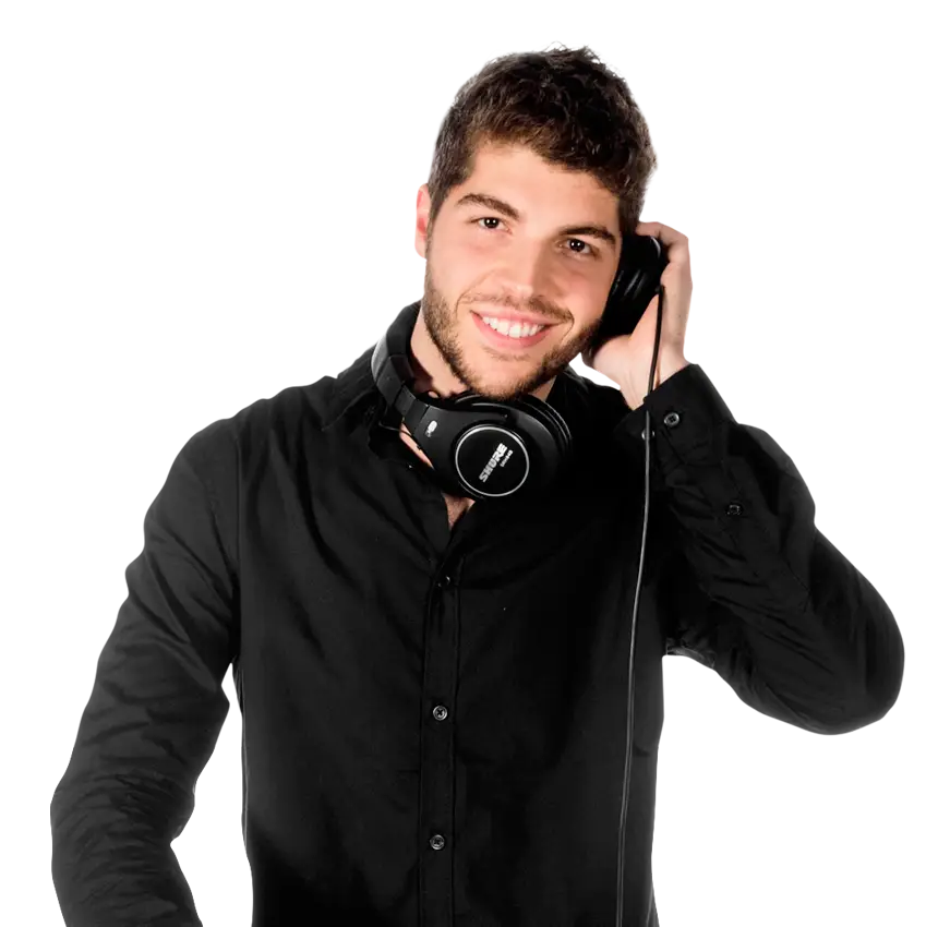 Smiling Man with Headphones