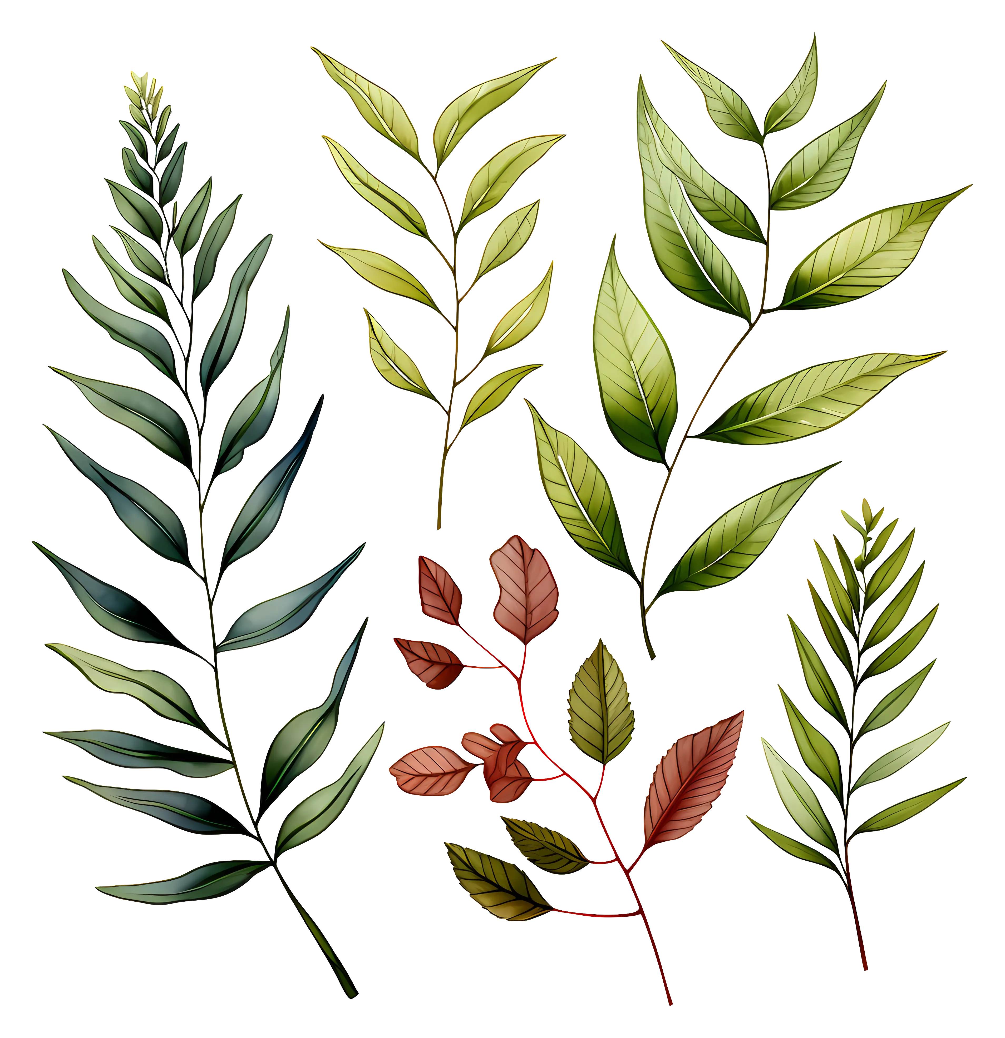 Detailed Botanical Leaf Illustration