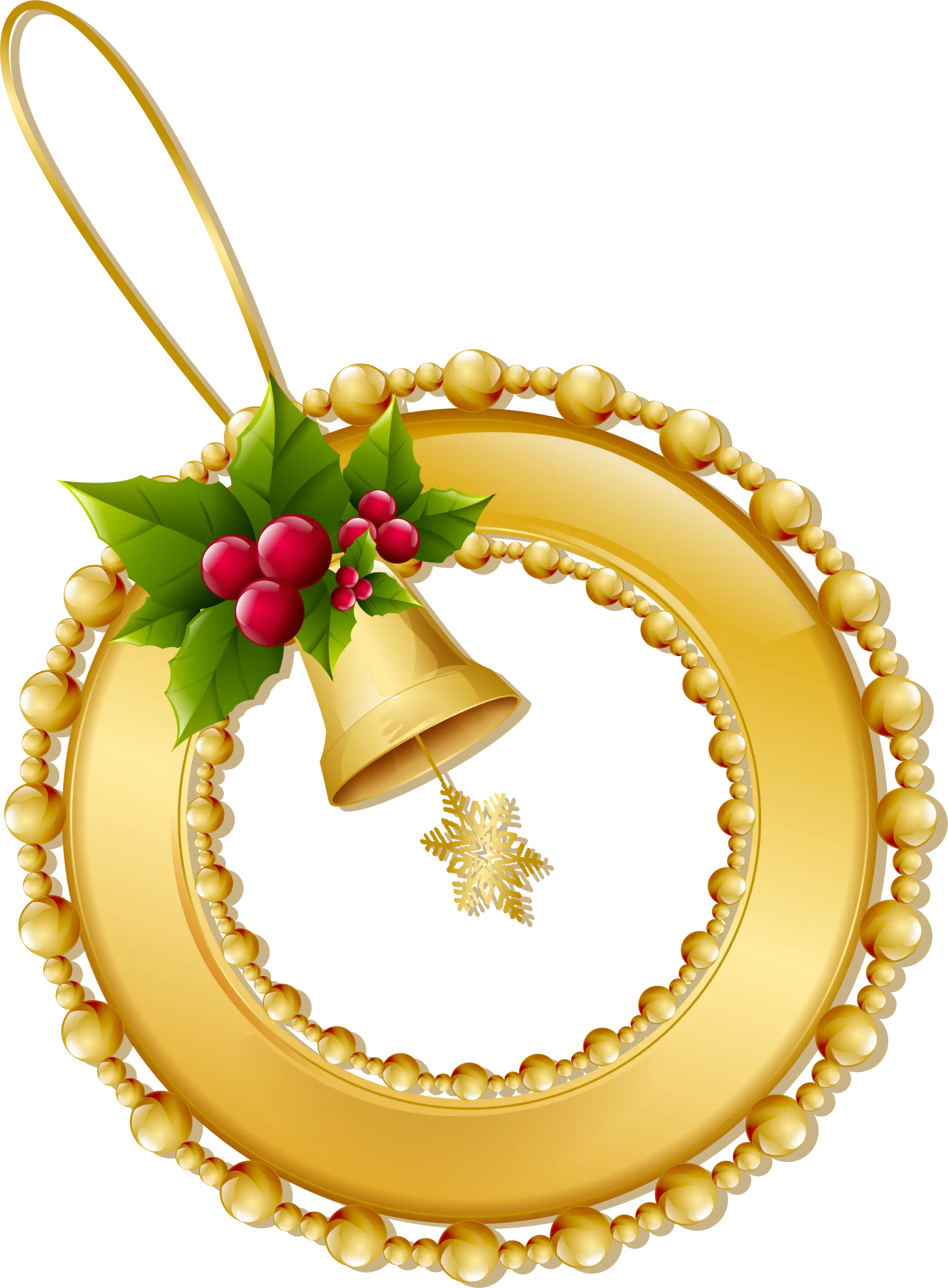 Golden Christmas Wreath with Bell Ornament