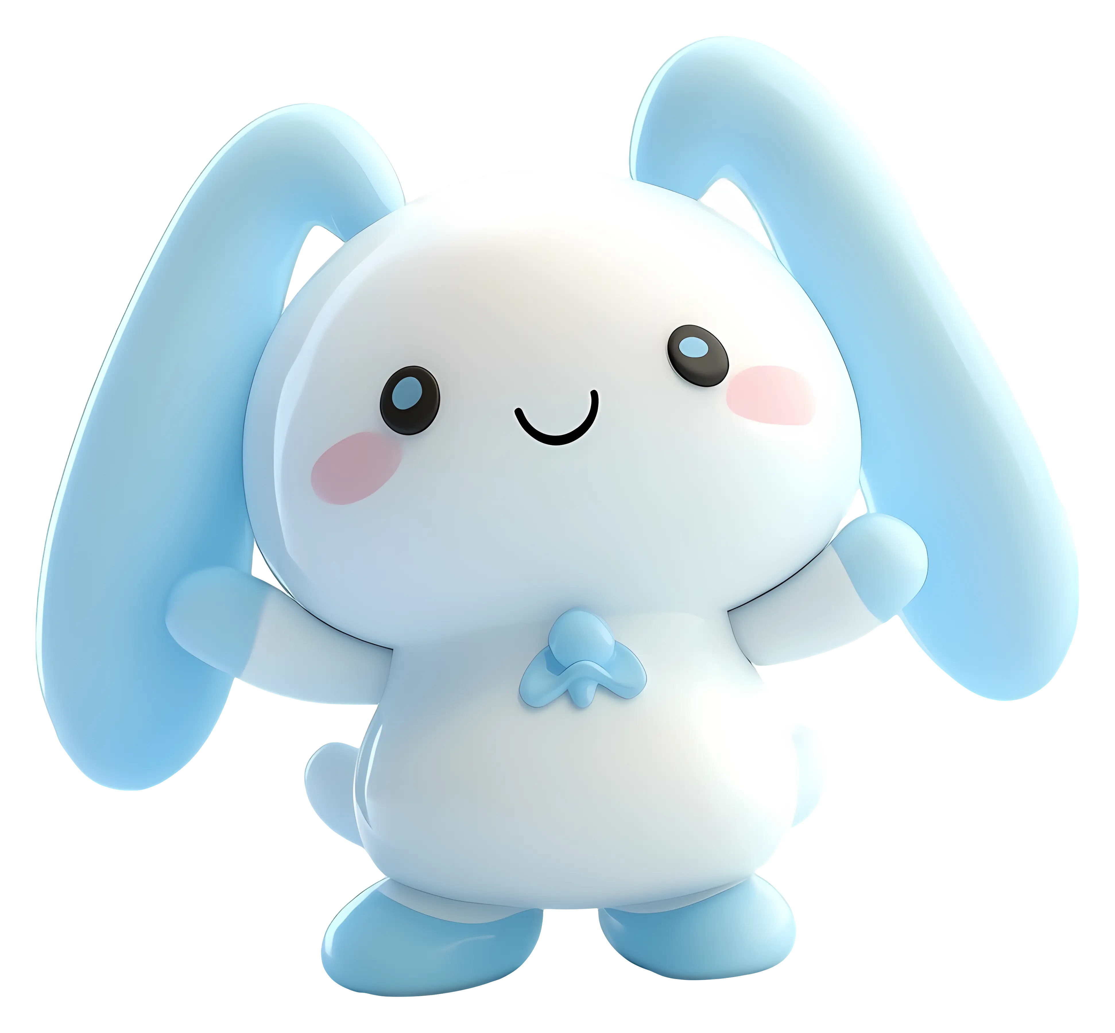 Cute Cartoon Bunny with Blue Ears