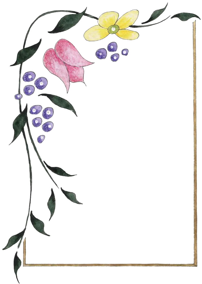 Floral Frame with Leaves and Berries