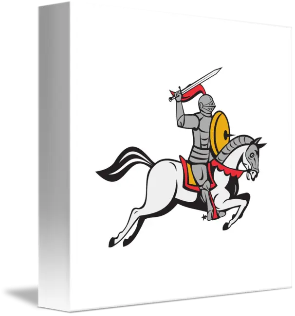 Knight on Horse with Sword and Shield Illustration