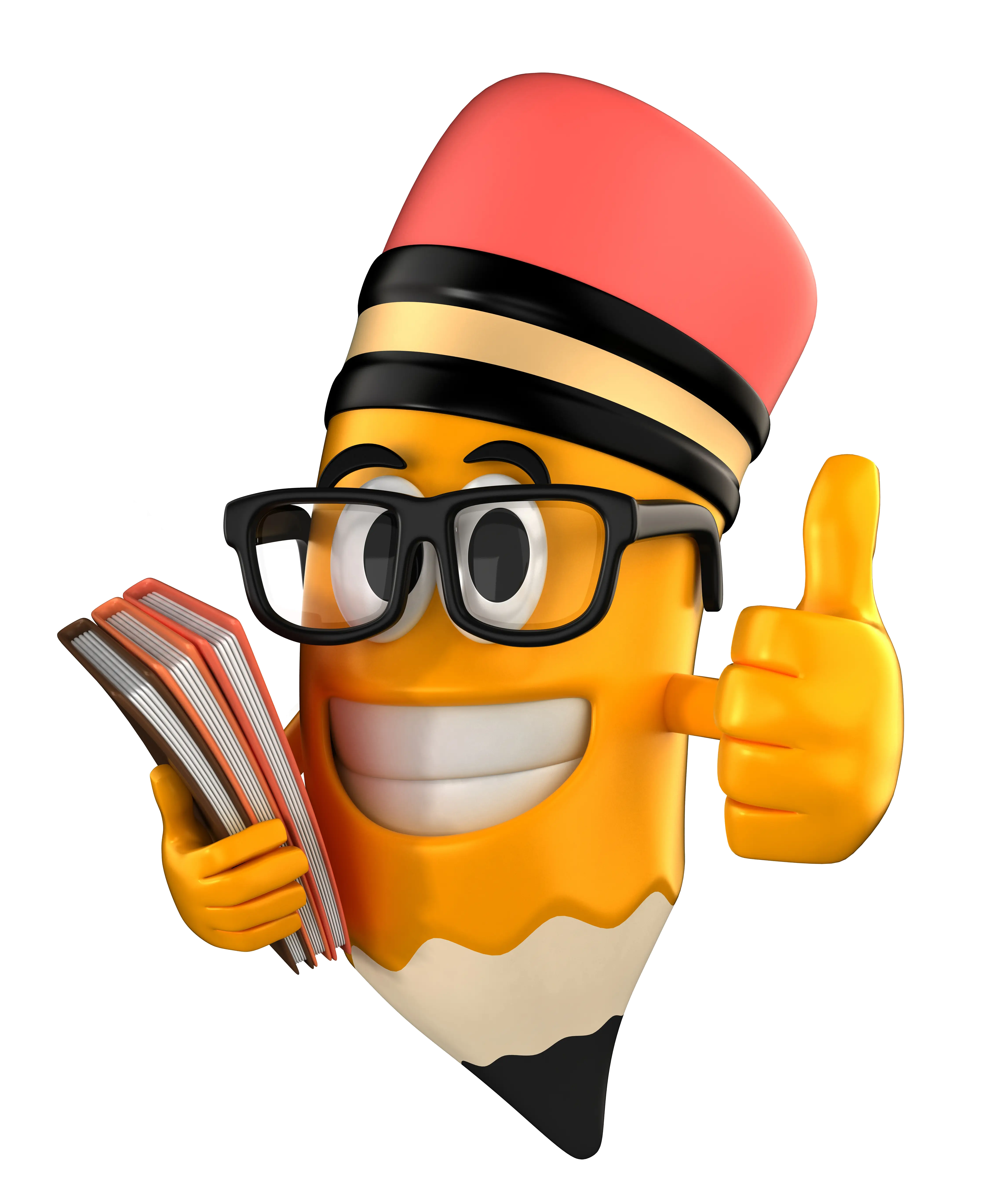 Pencil Mascot Holding Books