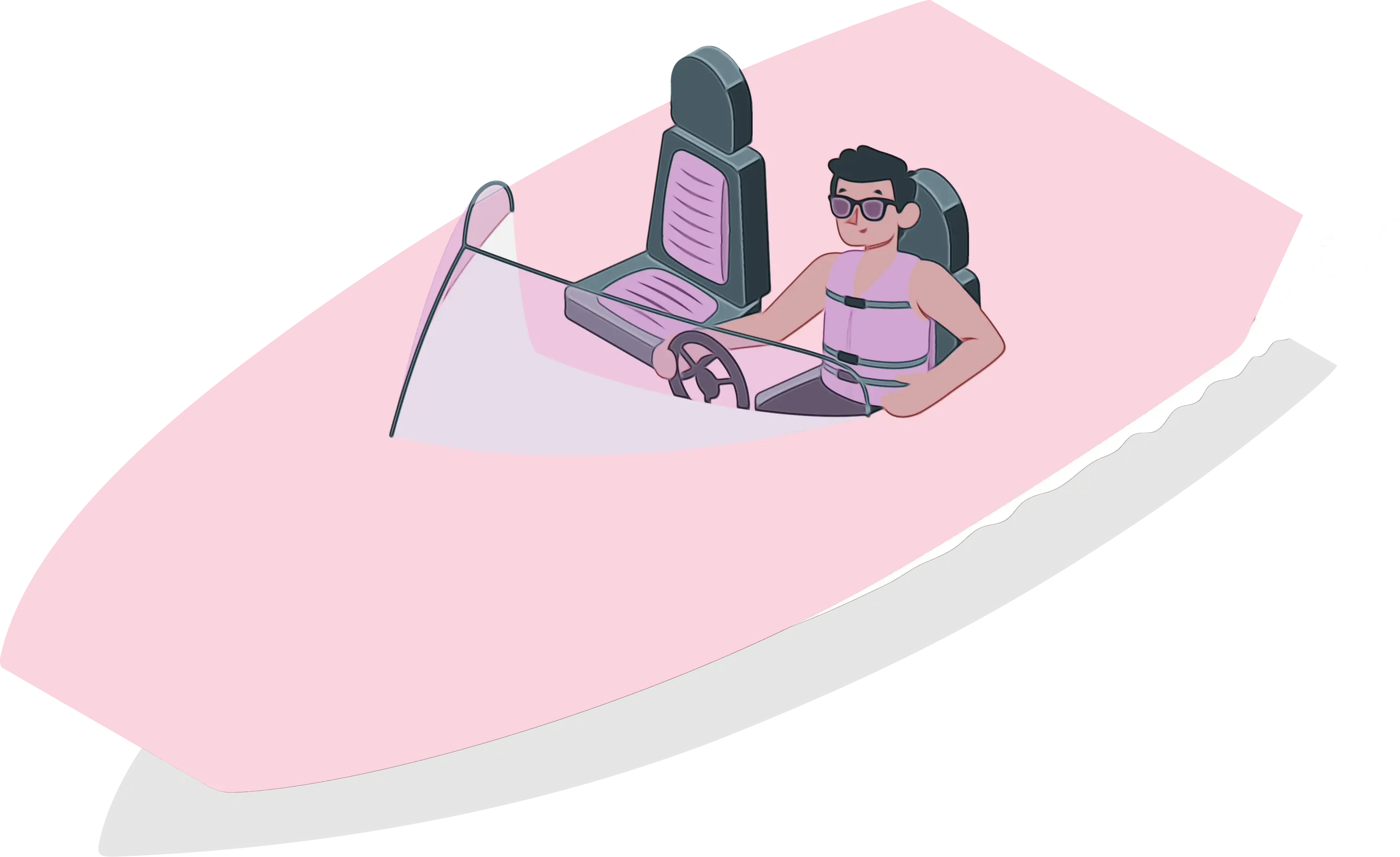 Man Driving a Pink Boat