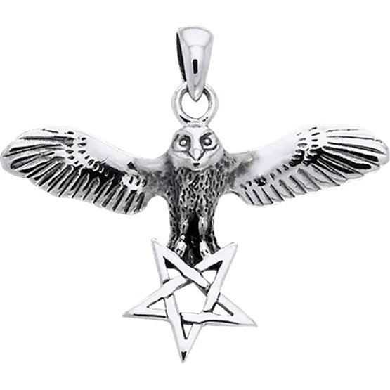 Silver Owl Pendant with Star