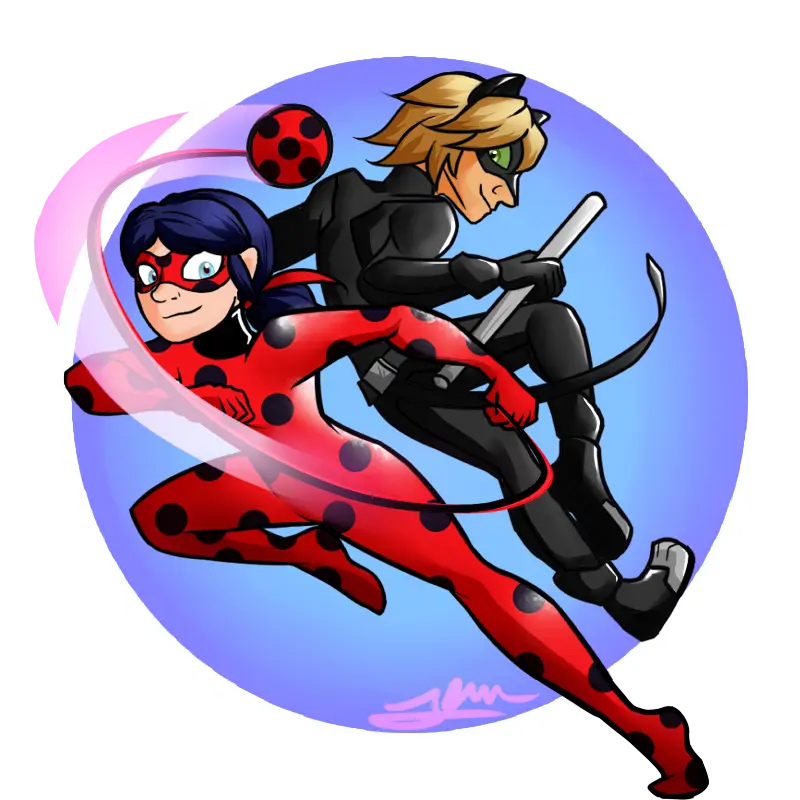 Ladybug and Cat Noir in Action