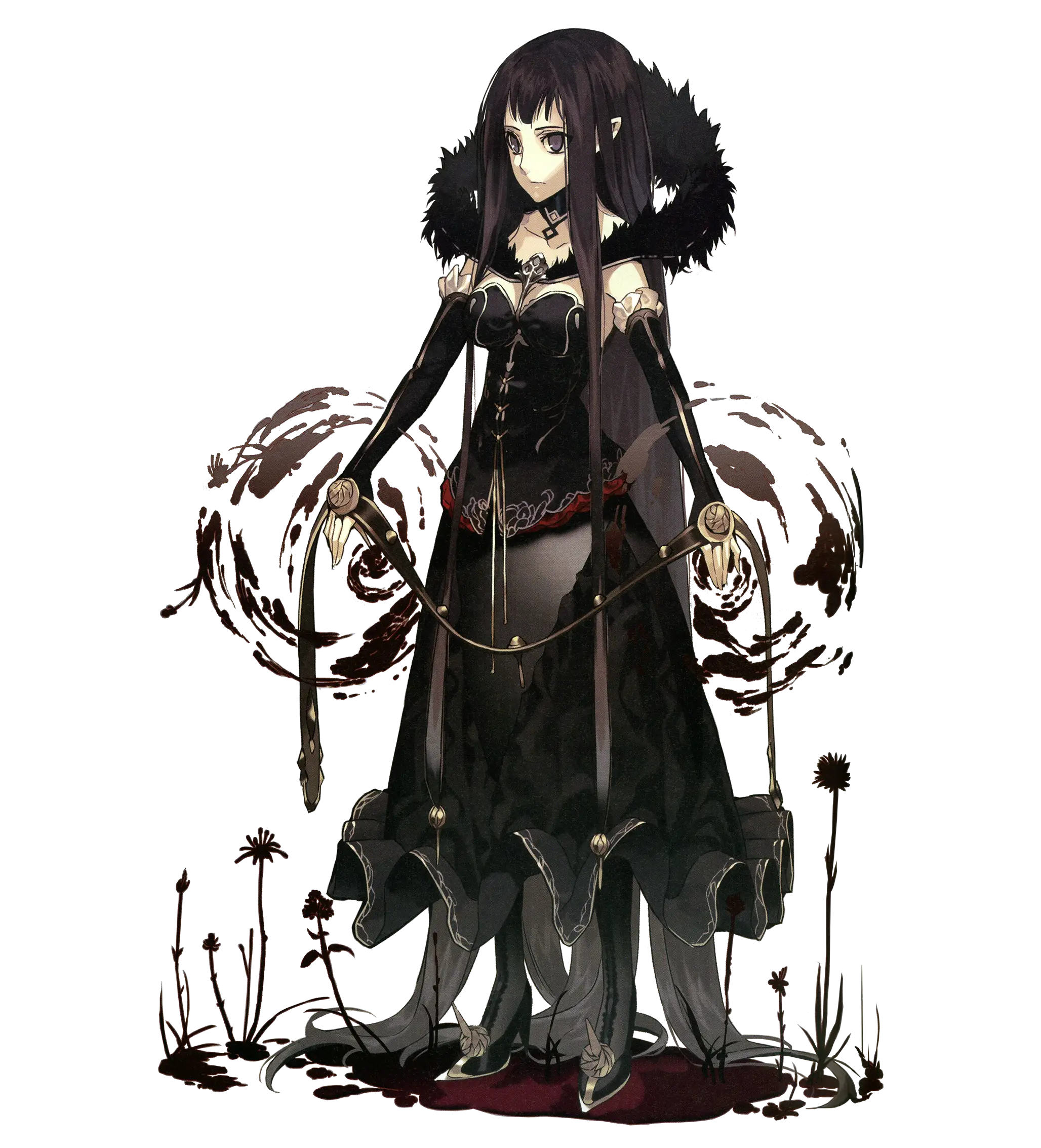 Dark Fantasy Anime Girl in Black Gothic Dress