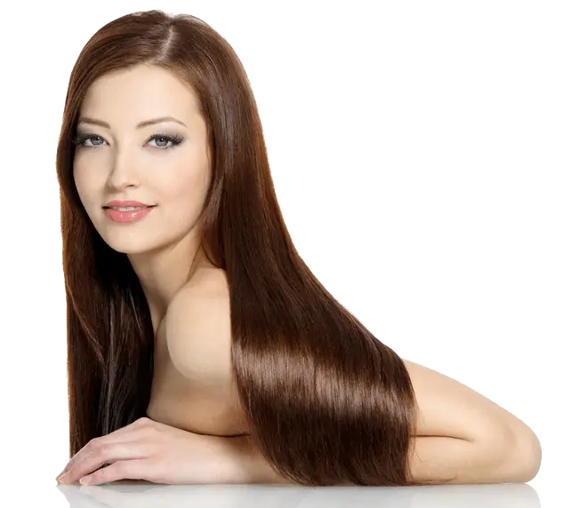 Woman with Long Brown Silky Hair