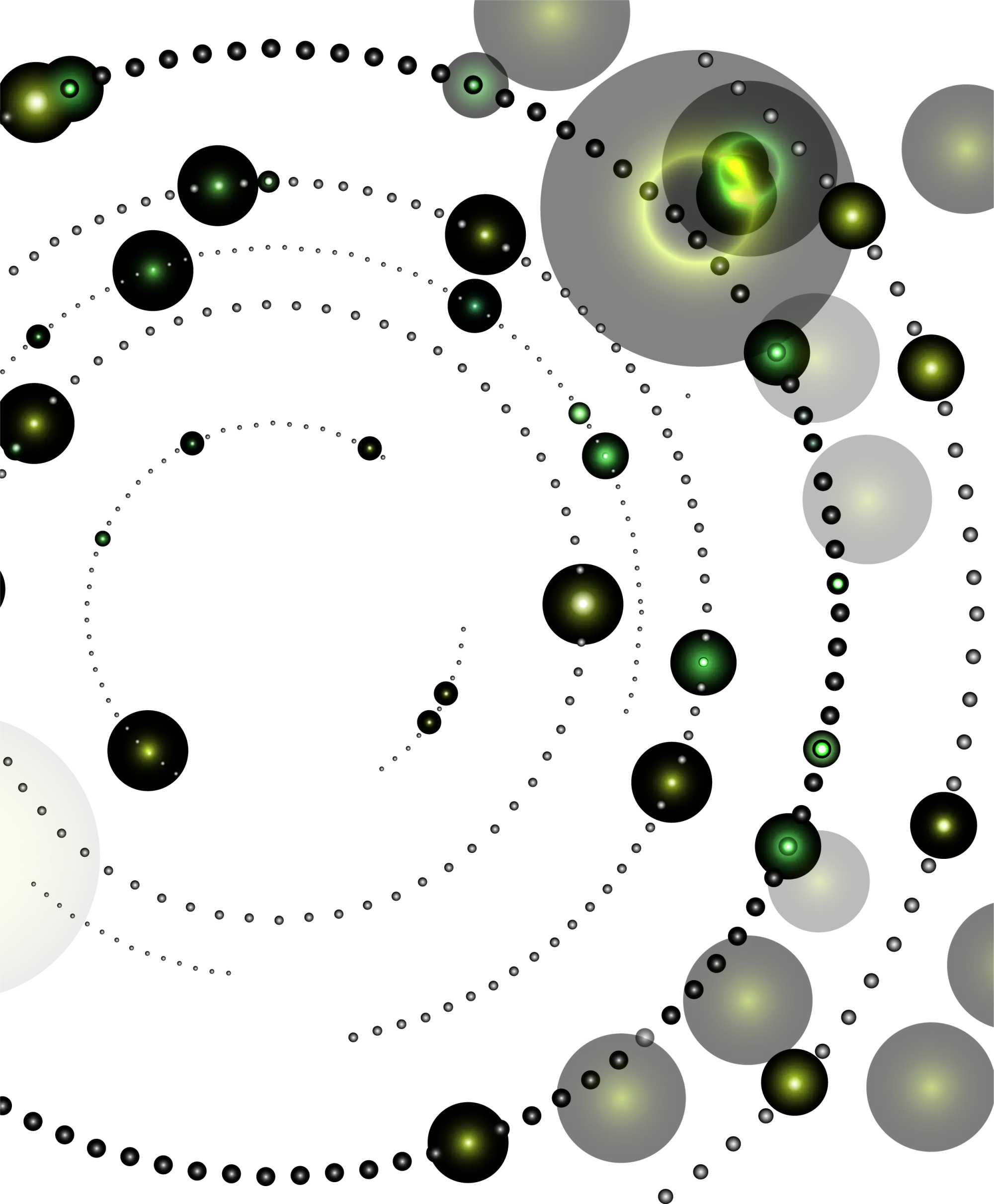 Abstract Circular Pattern with Green and Black Dots