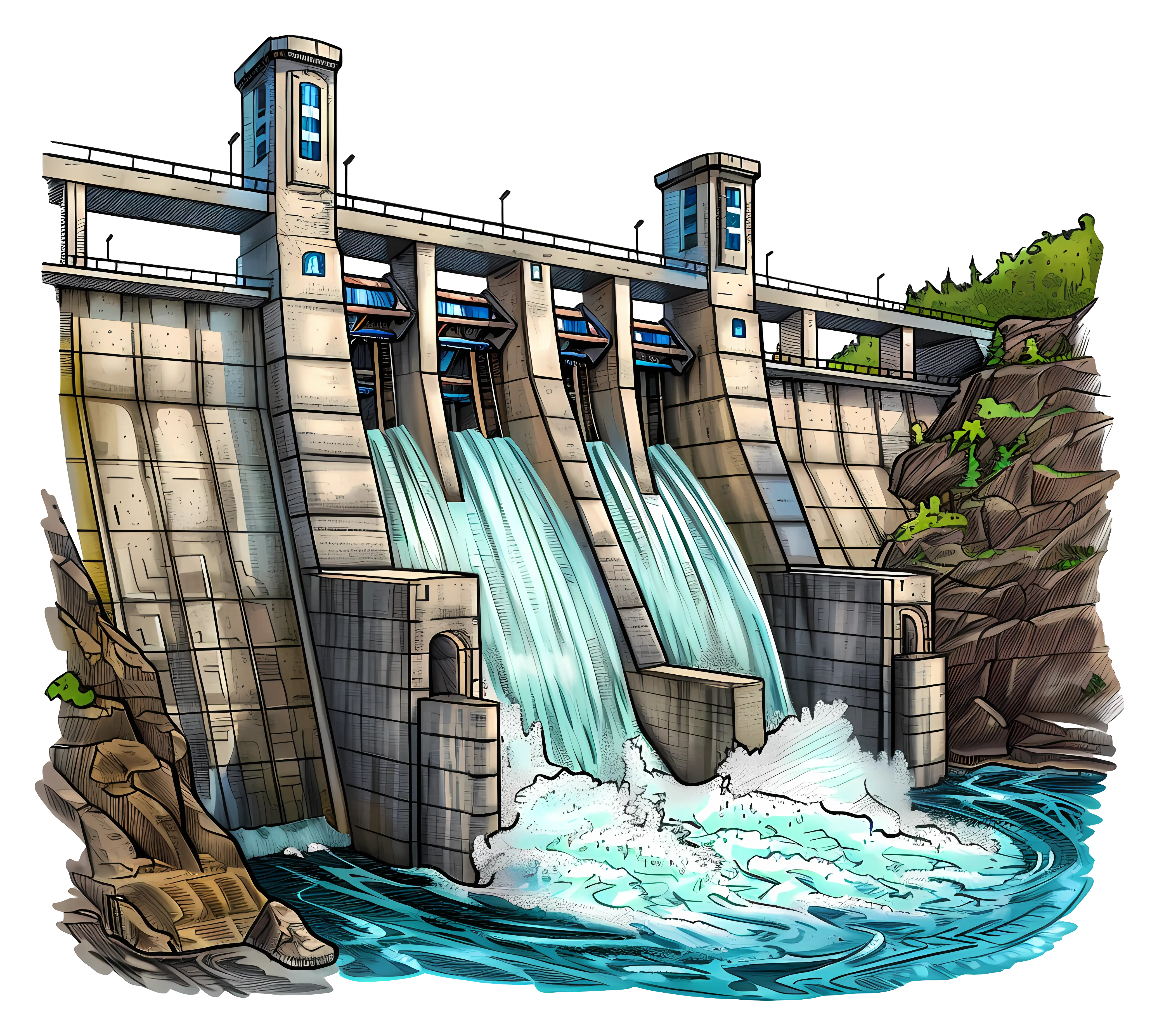 Hydroelectric Dam Generating Energy