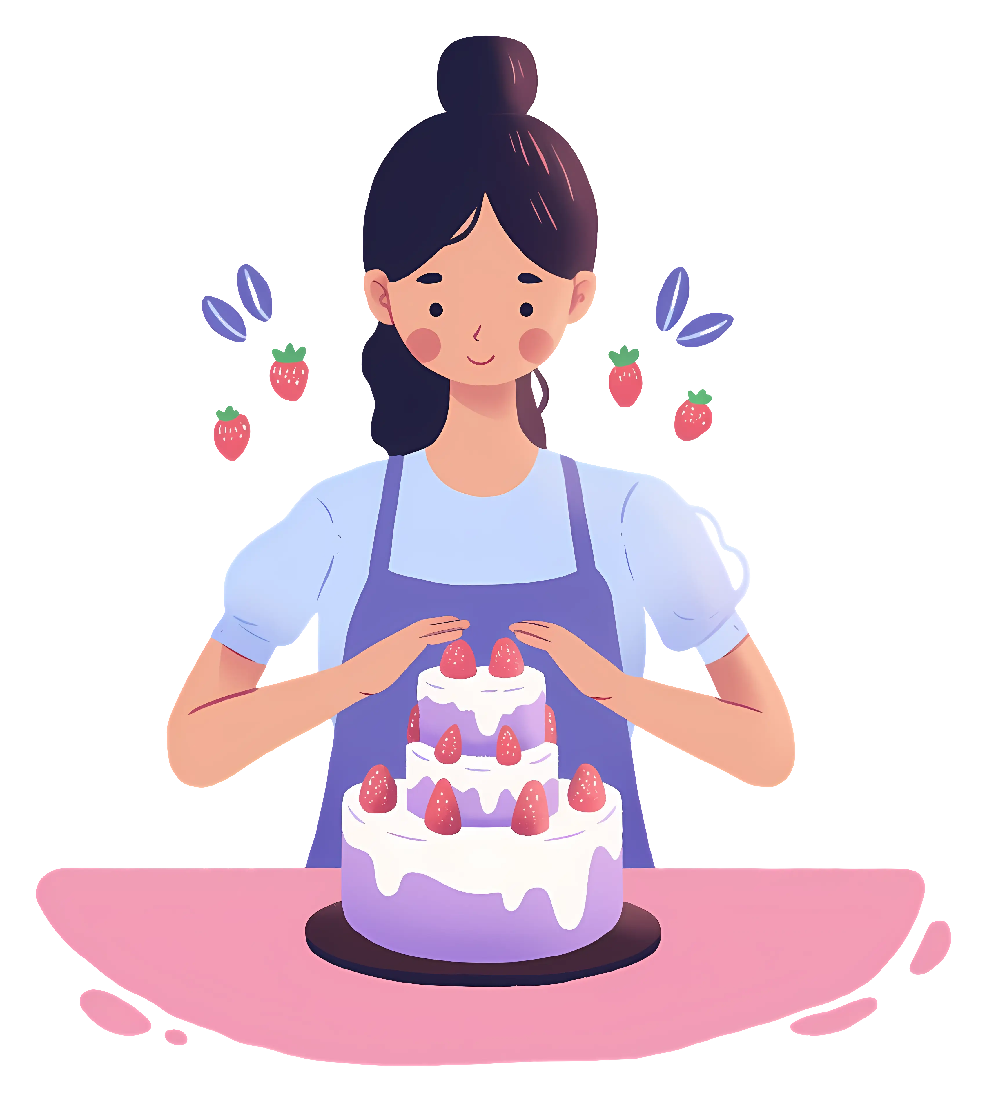 Woman Decorating a Cake