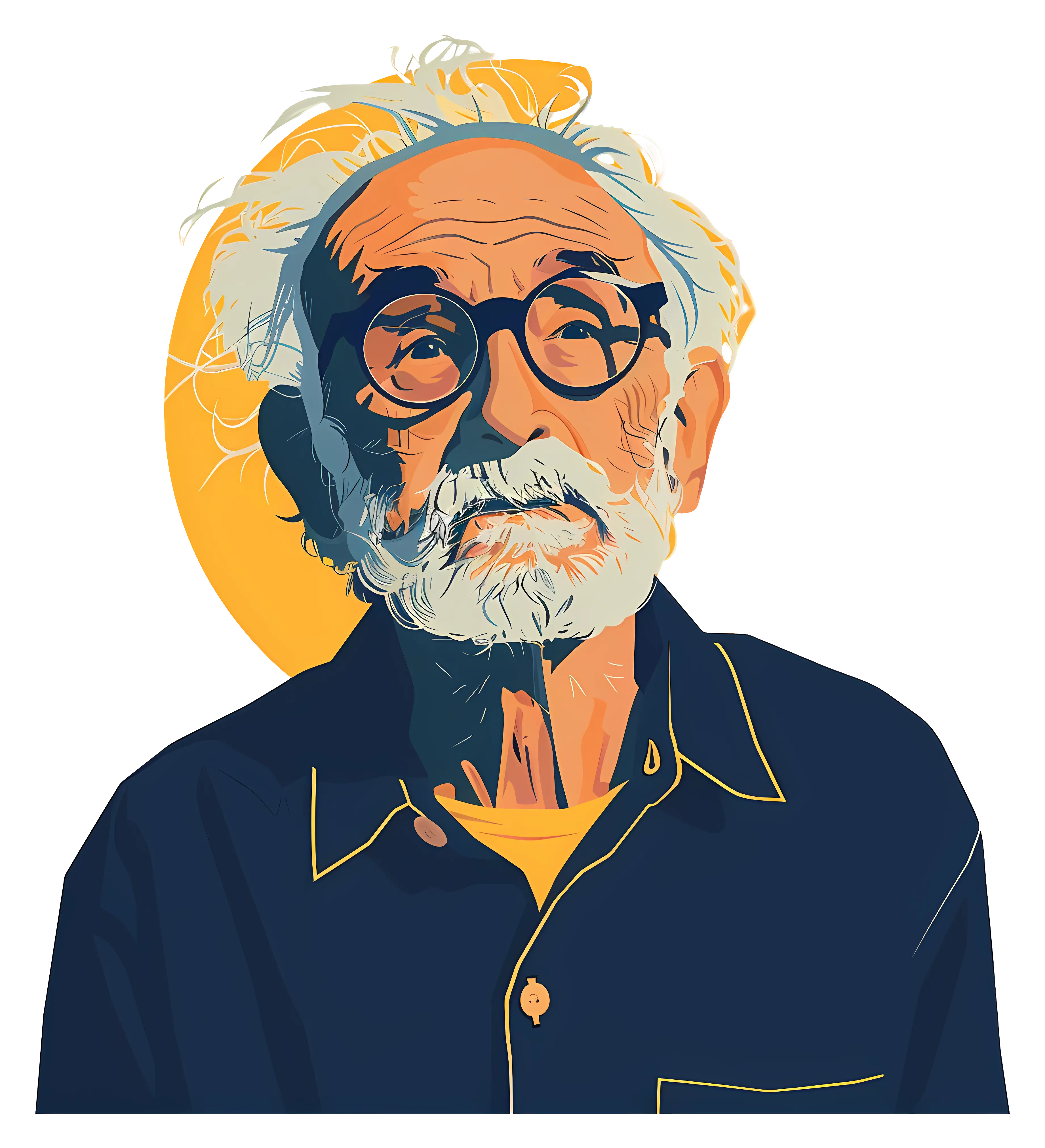Artistic Portrait of an Old Man with Glasses